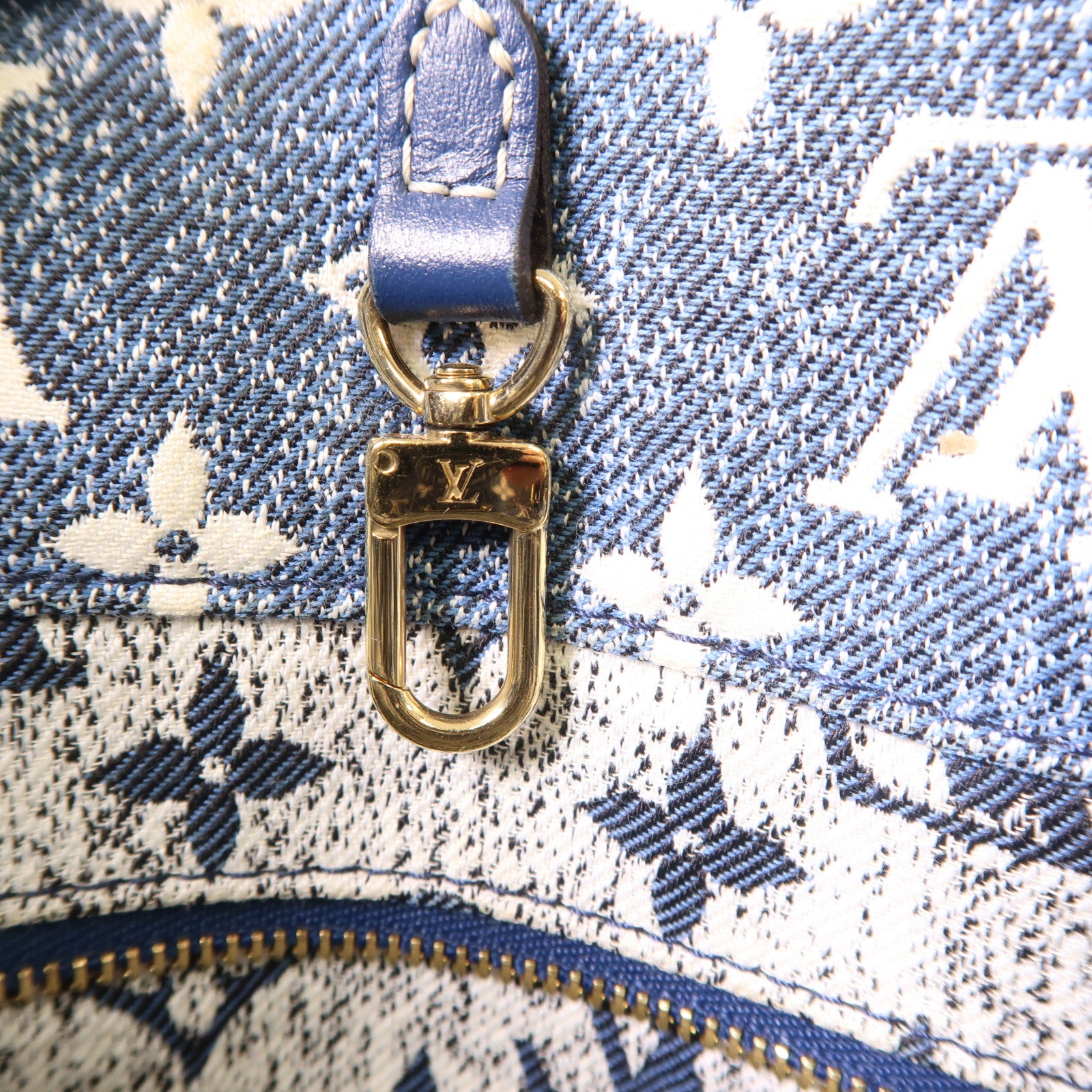 LOUIS VUITTON Monogram Denim On The Go MM金扣手挽肩背兩用袋