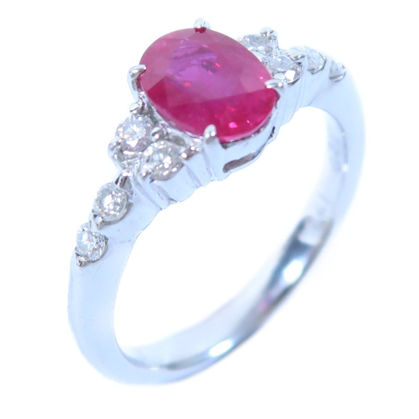 JEWELRY 【激減優惠】PT900鉑金Ruby Ring 1.41ct紅實石/0.24ct鑽石戒指US#6