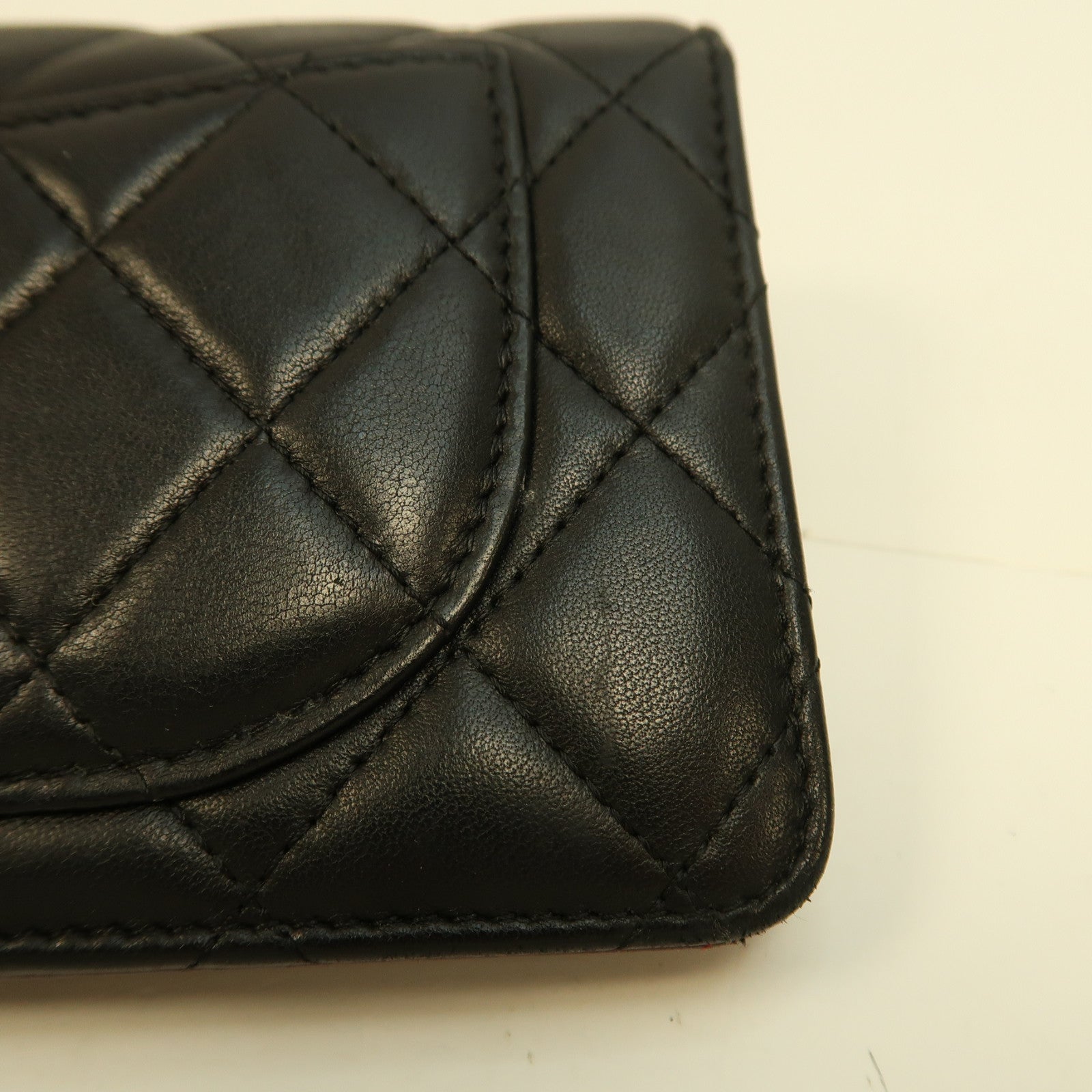 CHANEL 菱格羊皮皮革Long Wallet銀扣長錢包黑色