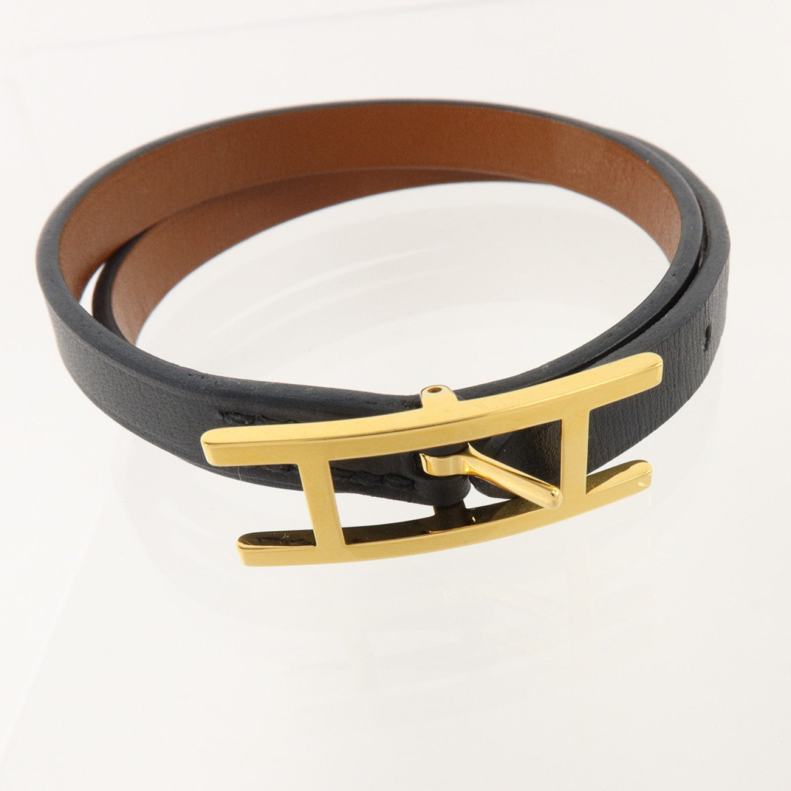 HERMES Tadelakt皮革Behapi Double Tour Bracelet金扣手鏈