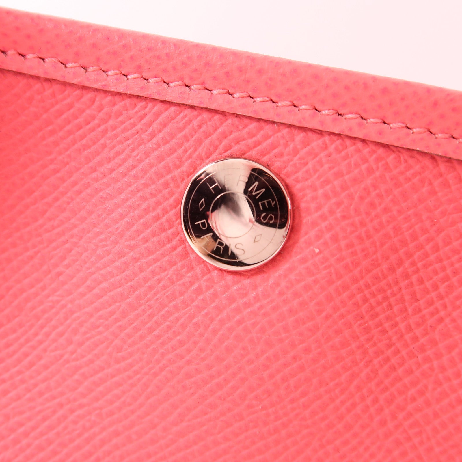 HERMES Epsom皮革Garden Party TPM銀扣手挽袋8W Rose Azalee