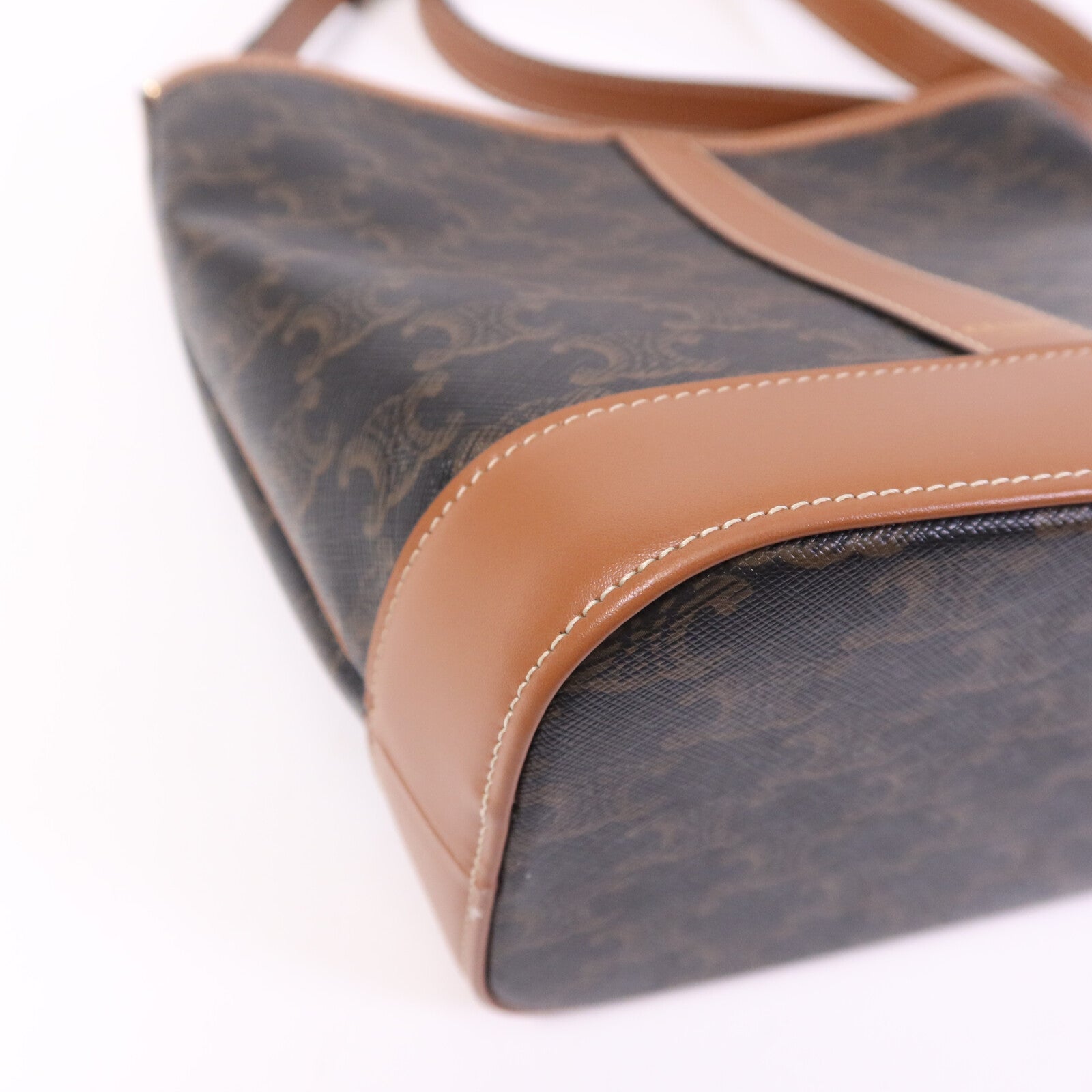 CELINE 塗層帆布Triomphe Bucket Small金扣肩背袋