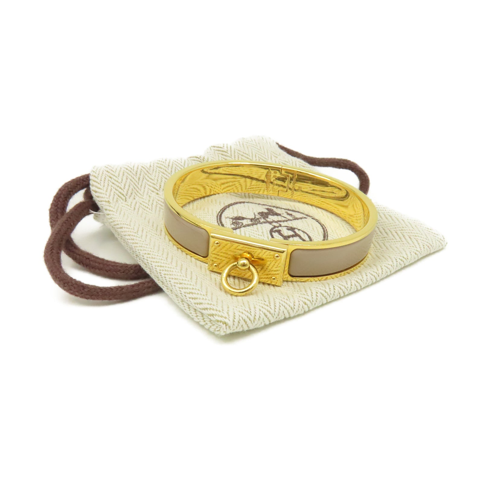 HERMES 【激減優惠】金屬/琺瑯Clic Anneau Bracelet金扣手鐲金色/灰色