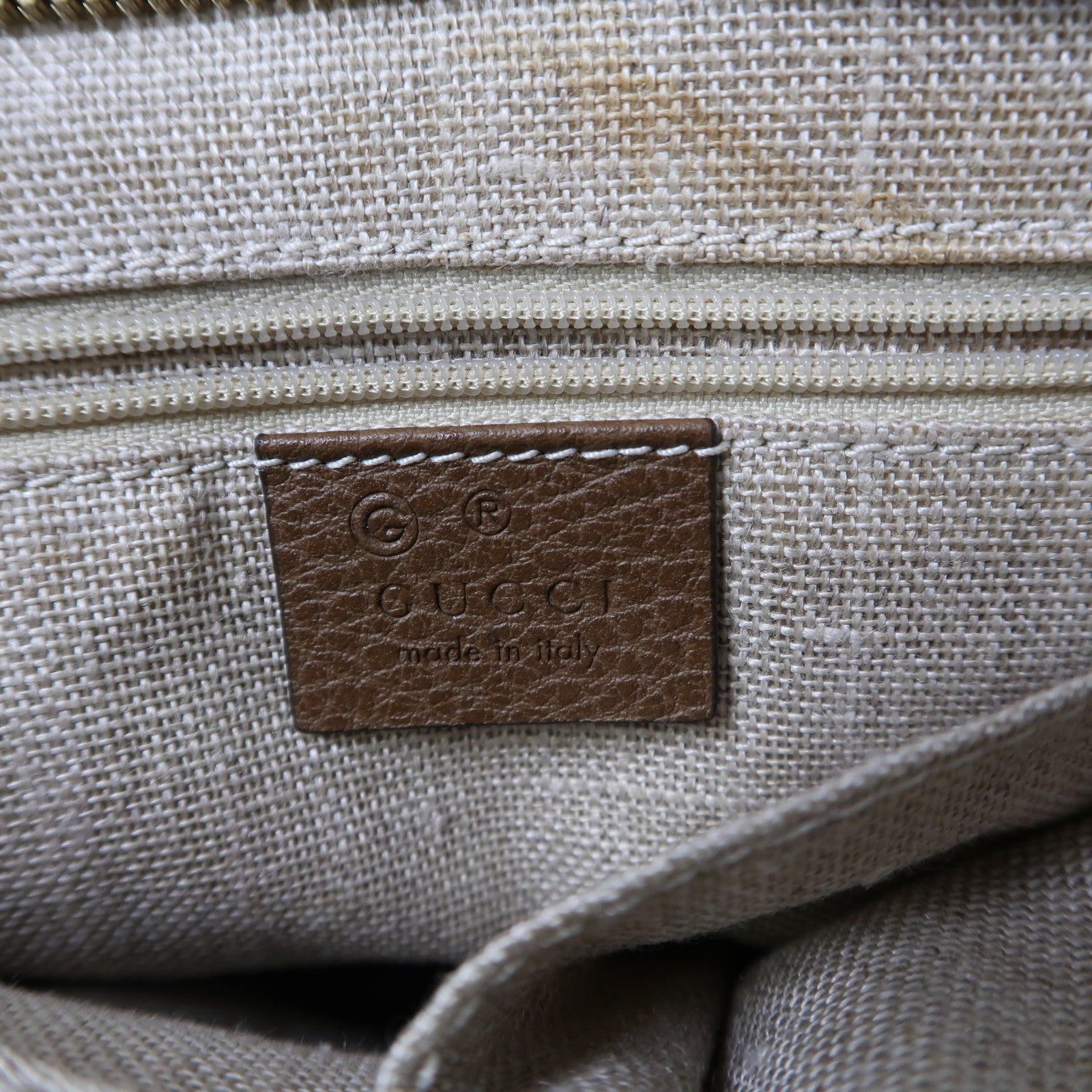 GUCCI 帆布/皮革Shoulder Bag金扣手挽肩背兩用袋啡色