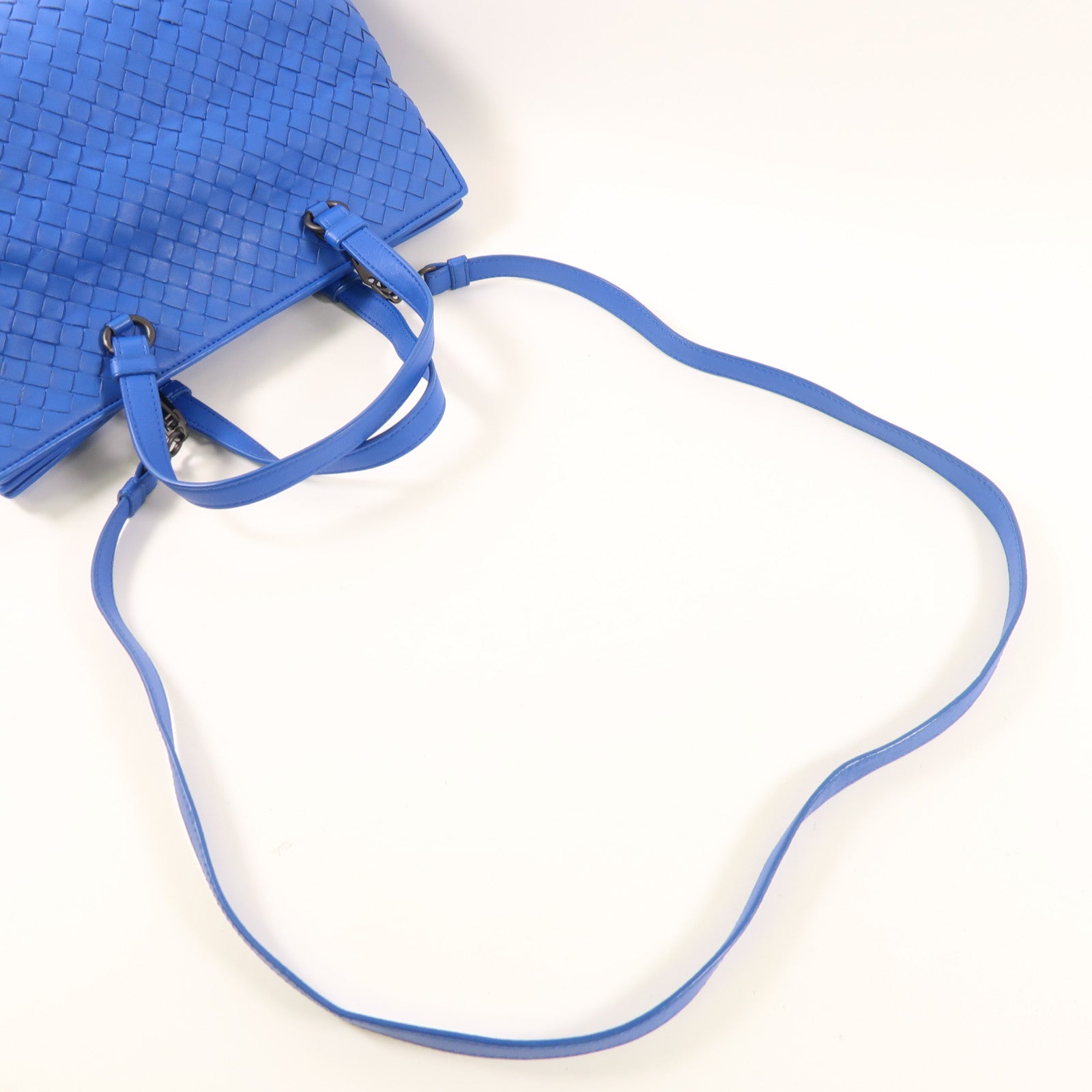 BOTTEGA VENETA BV 2 Way Shoulder Bag Calfskin Leather Blue