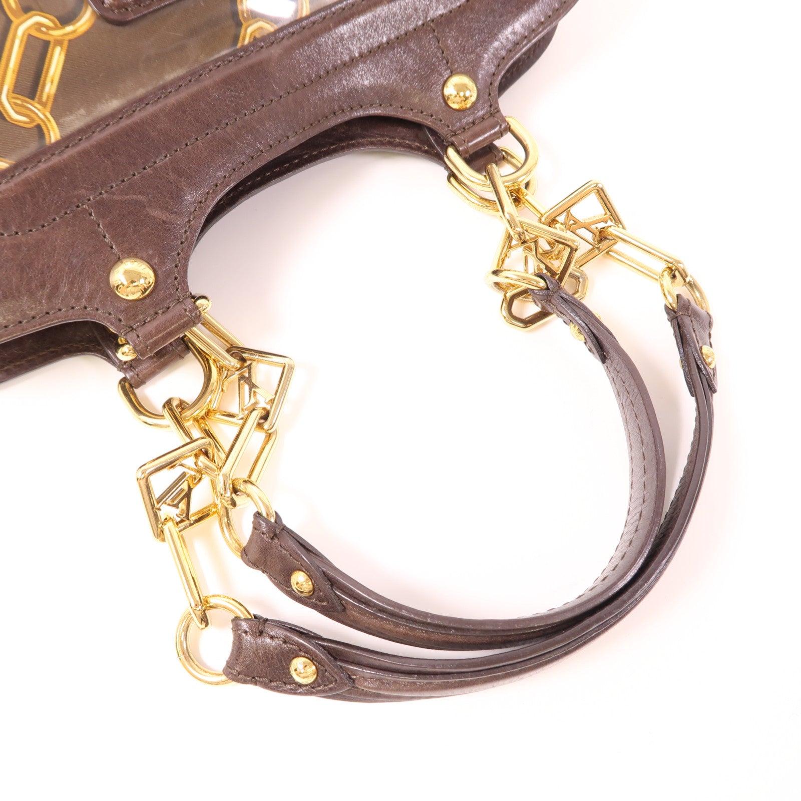 LOUIS VUITTON 牛皮皮革/PVC Cabas Charms Rare金扣肩背袋