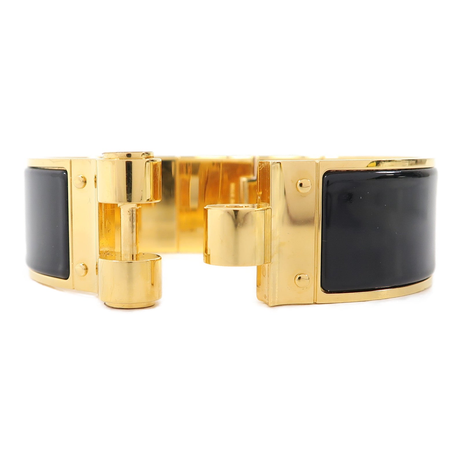 HERMES 【激減優惠】金屬Charniere Narrow Bangle手鐲黑色