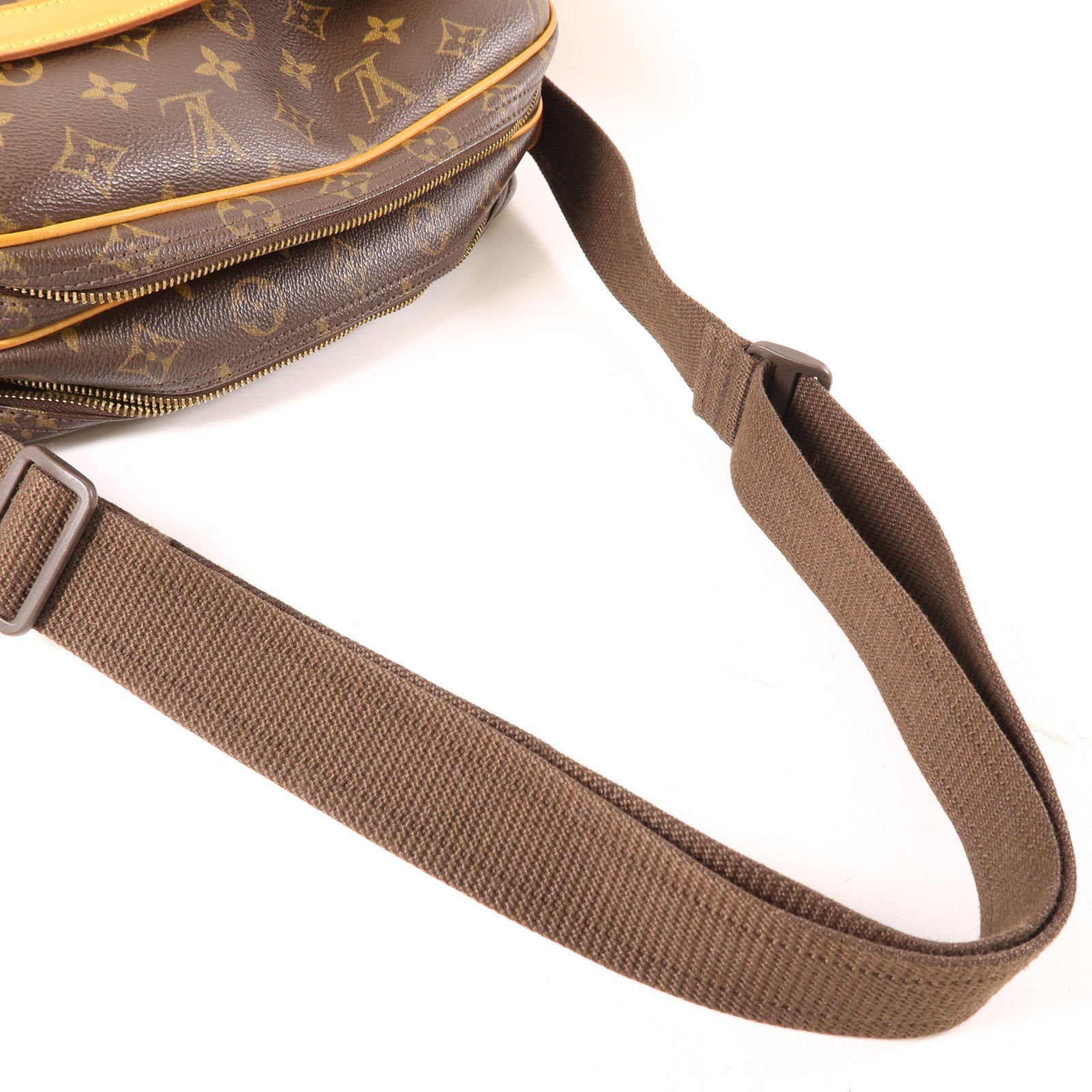 LOUIS VUITTON Monogram Reporter PM金扣肩背袋棕色