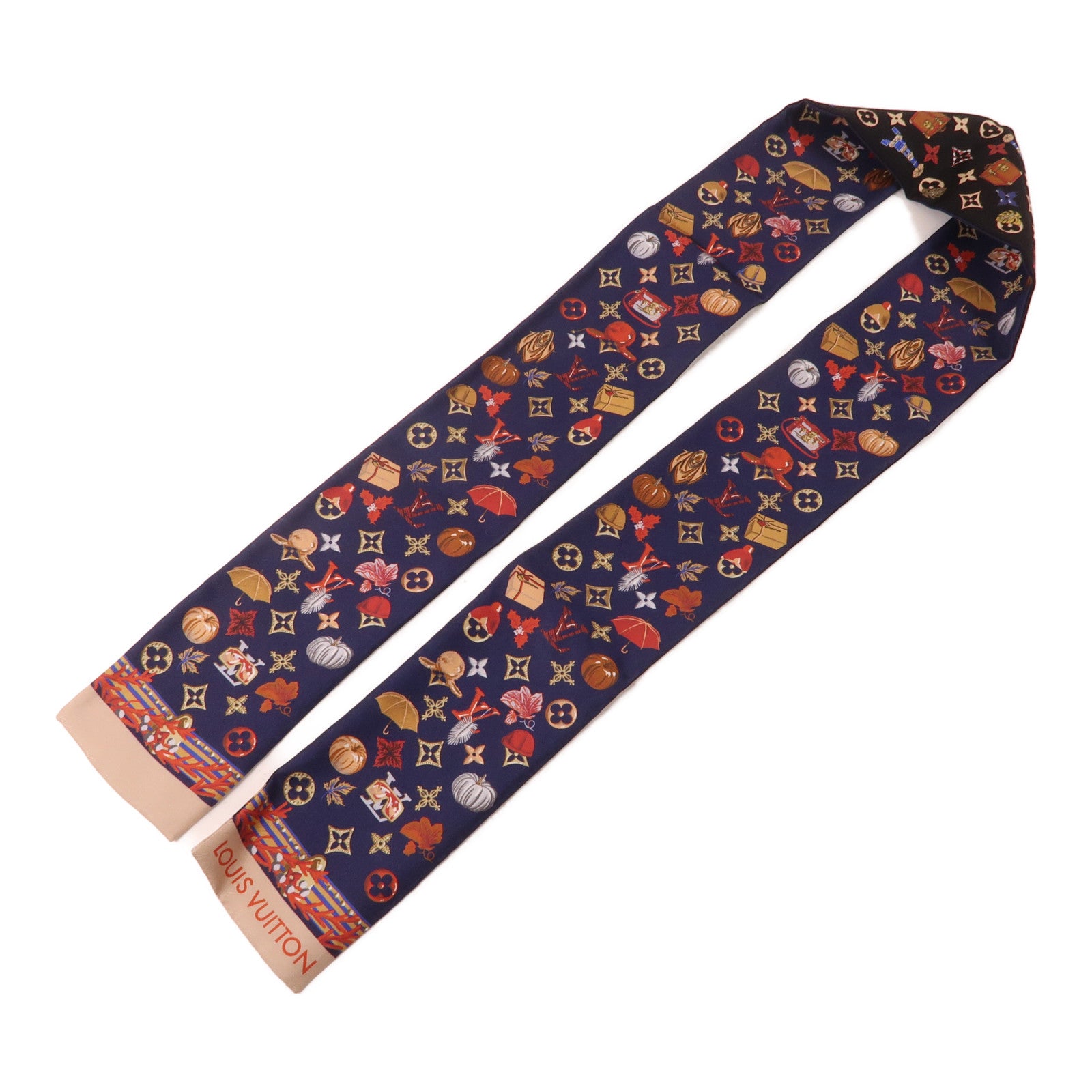 LOUIS VUITTON 絲質ScarfSummer Winter Bandeau Scarf 圍巾深藍色/彩色