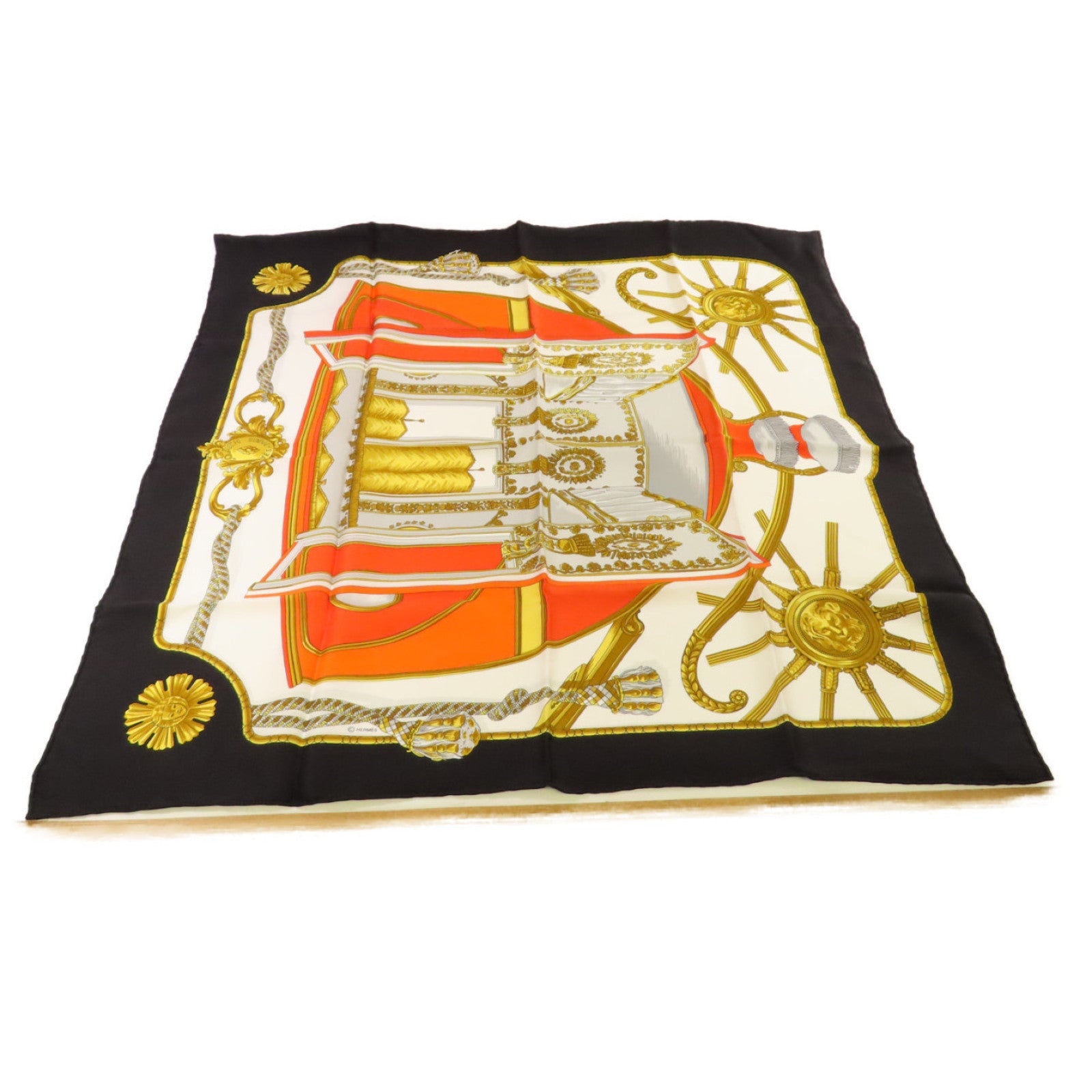 HERMES 【激減優惠】絲質65x65 Scarf絲巾白色/黑色/橙色/彩色