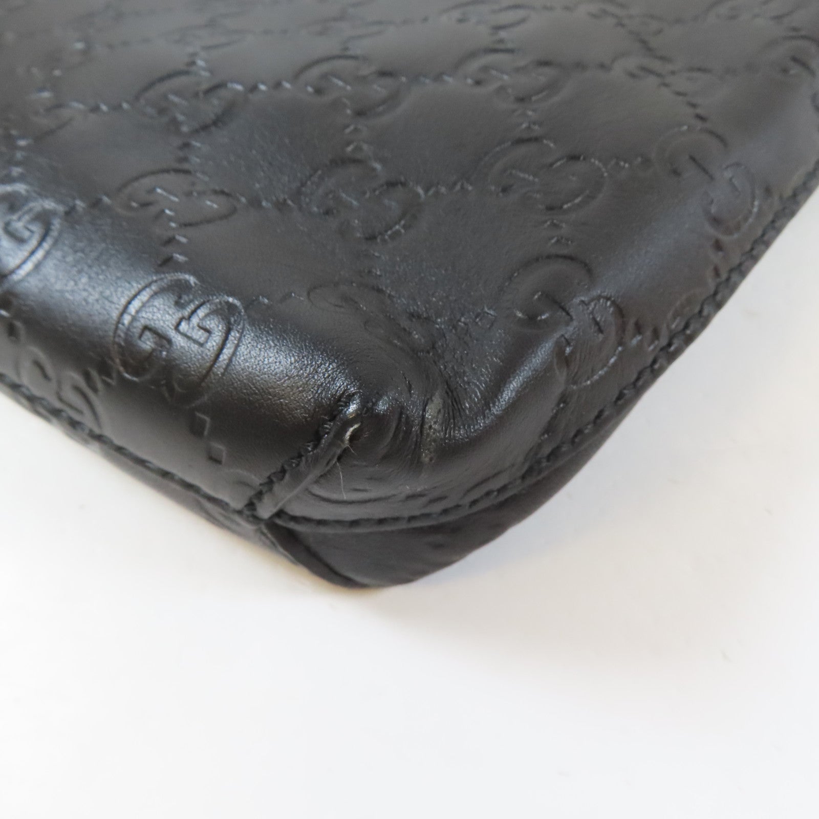GUCCI 牛皮皮革Shoulder Bag銀扣肩背袋黑色