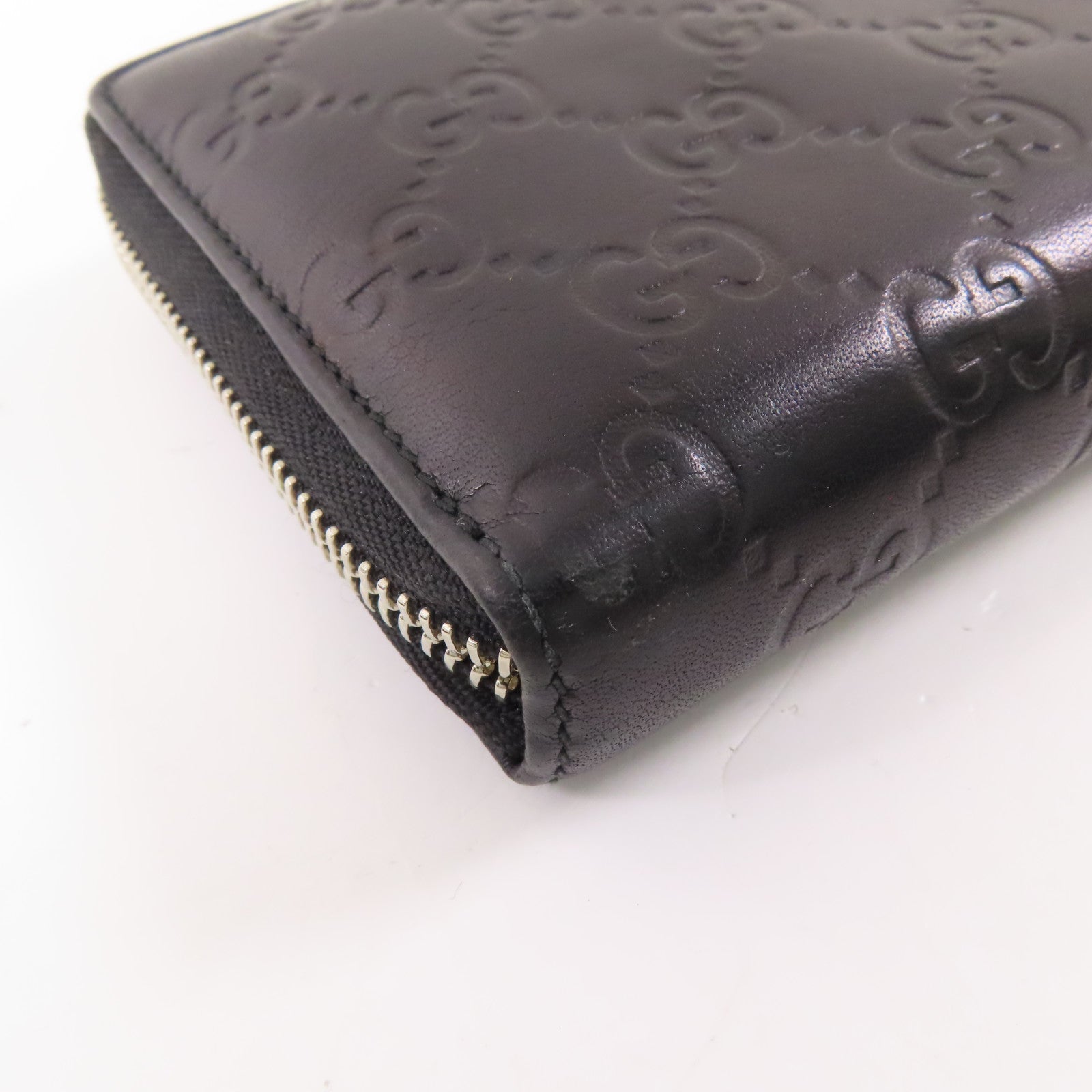 GUCCI GG SHW Zipper Long Wallet 233025 Calfskin Leather Black