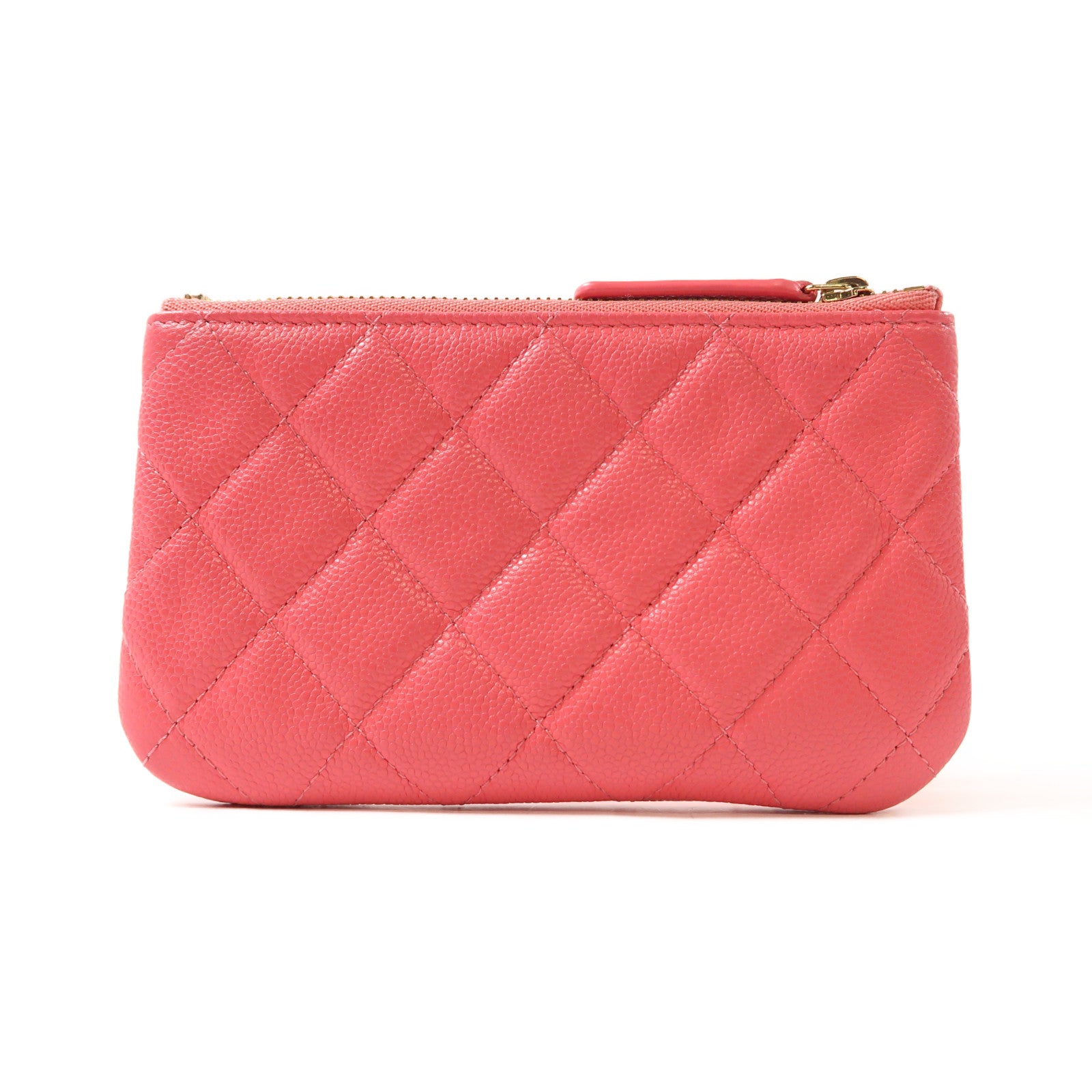CHANEL 牛皮皮革Mini Pouch金扣手拿包粉紅色