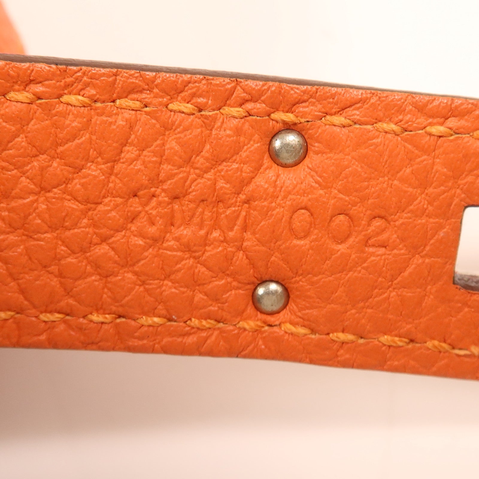 HERMES Togo皮革So Kelly 26銀扣肩背袋Feu
