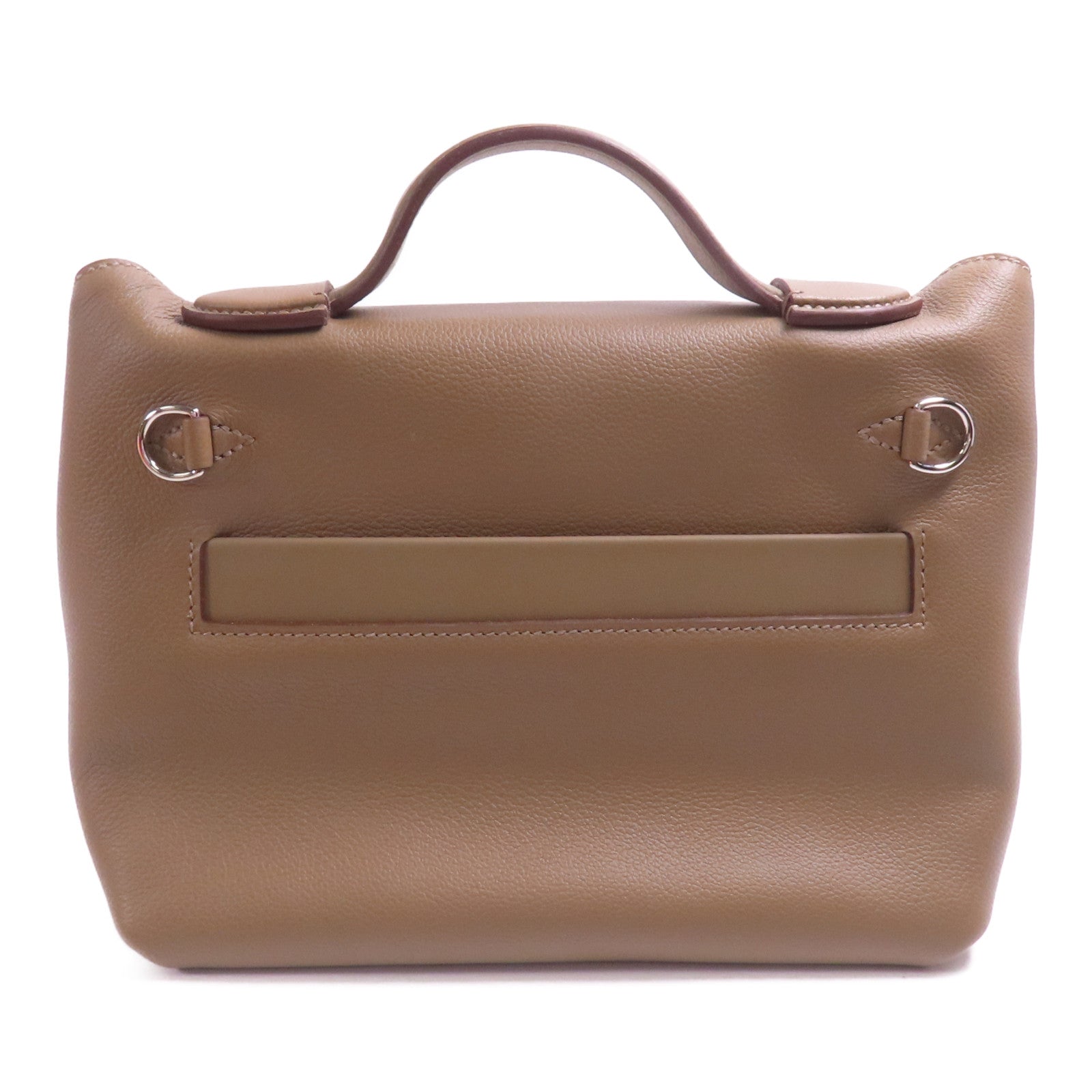 HERMES Evercolor/Swift皮革24/24 Mini銀扣手挽肩背兩用袋Etoupe/Ebene