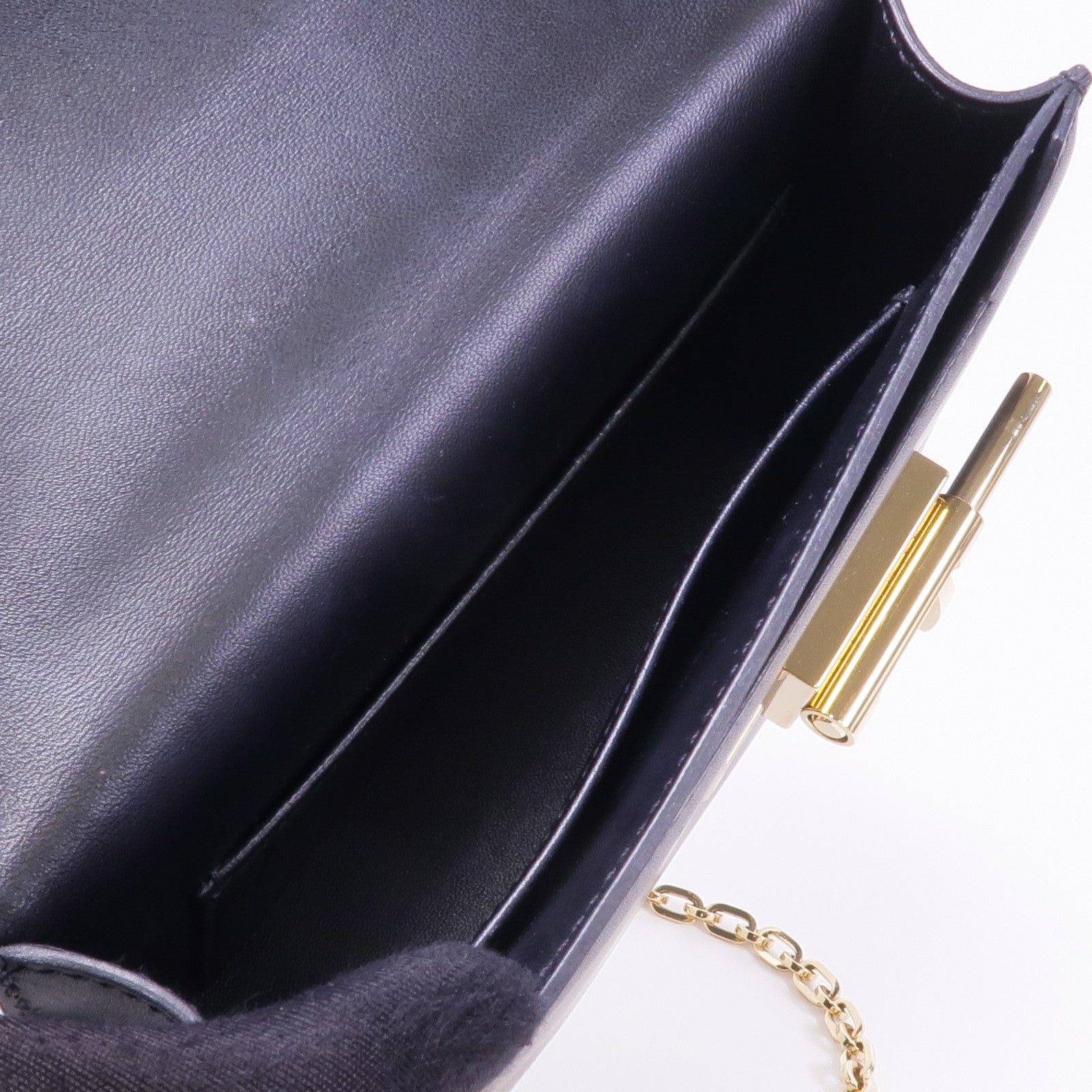 HERMES Tadelakt皮革Verrou Mini金扣鏈帶肩背袋Noir