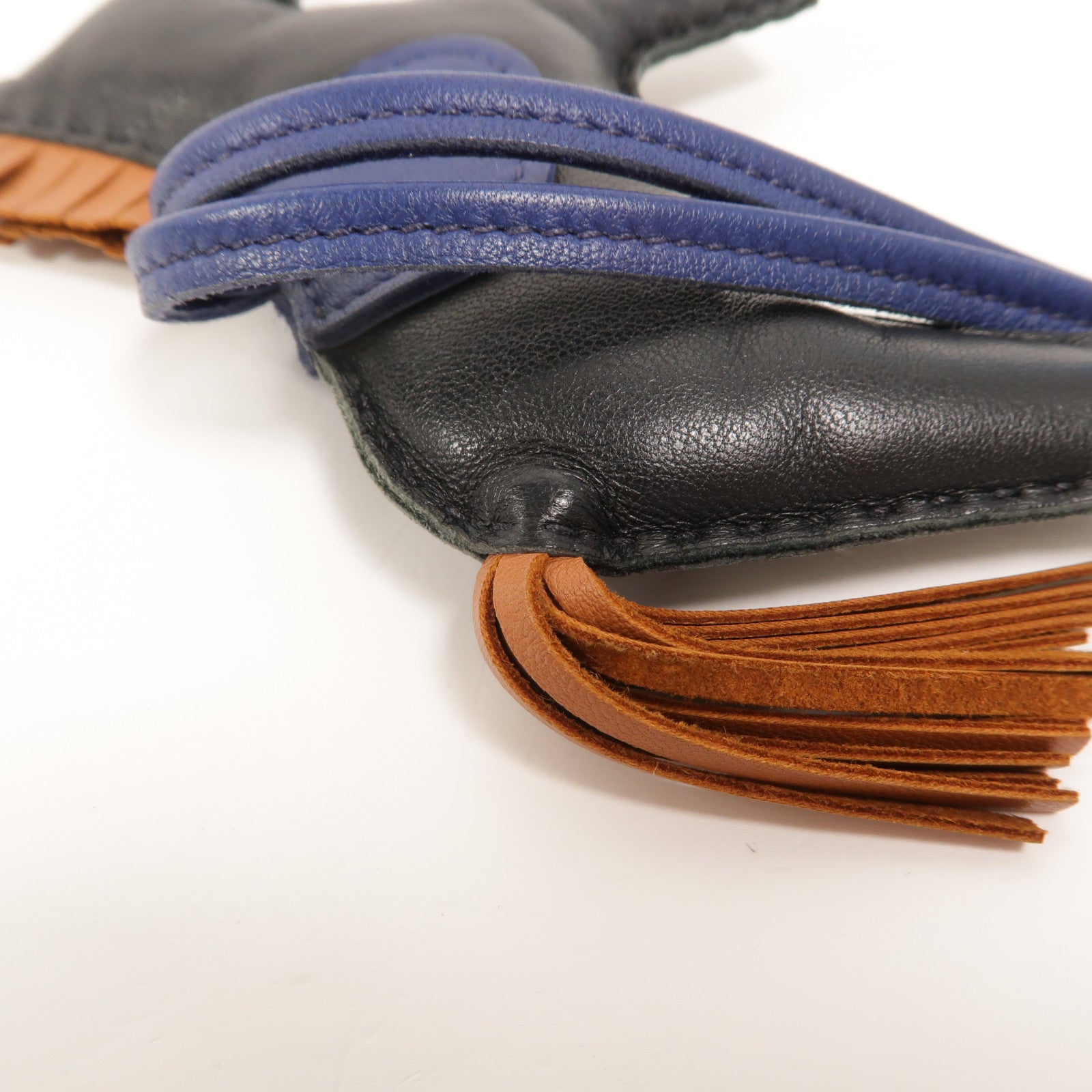 HERMES 【激減優惠】Milo皮革Rodeo MM掛飾Noir/Gold/Bleu Saphir
