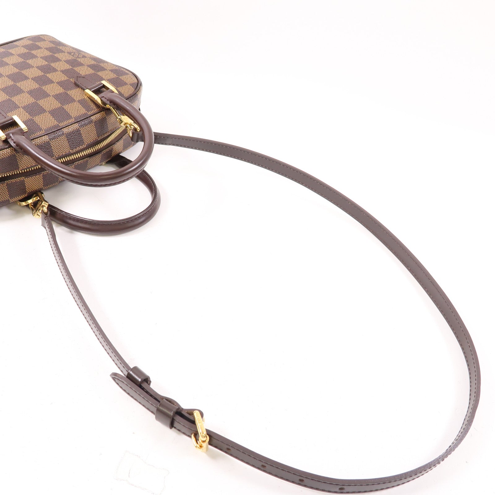 LOUIS VUITTON Damier Sarria Mini金扣手挽肩背兩用袋棕色