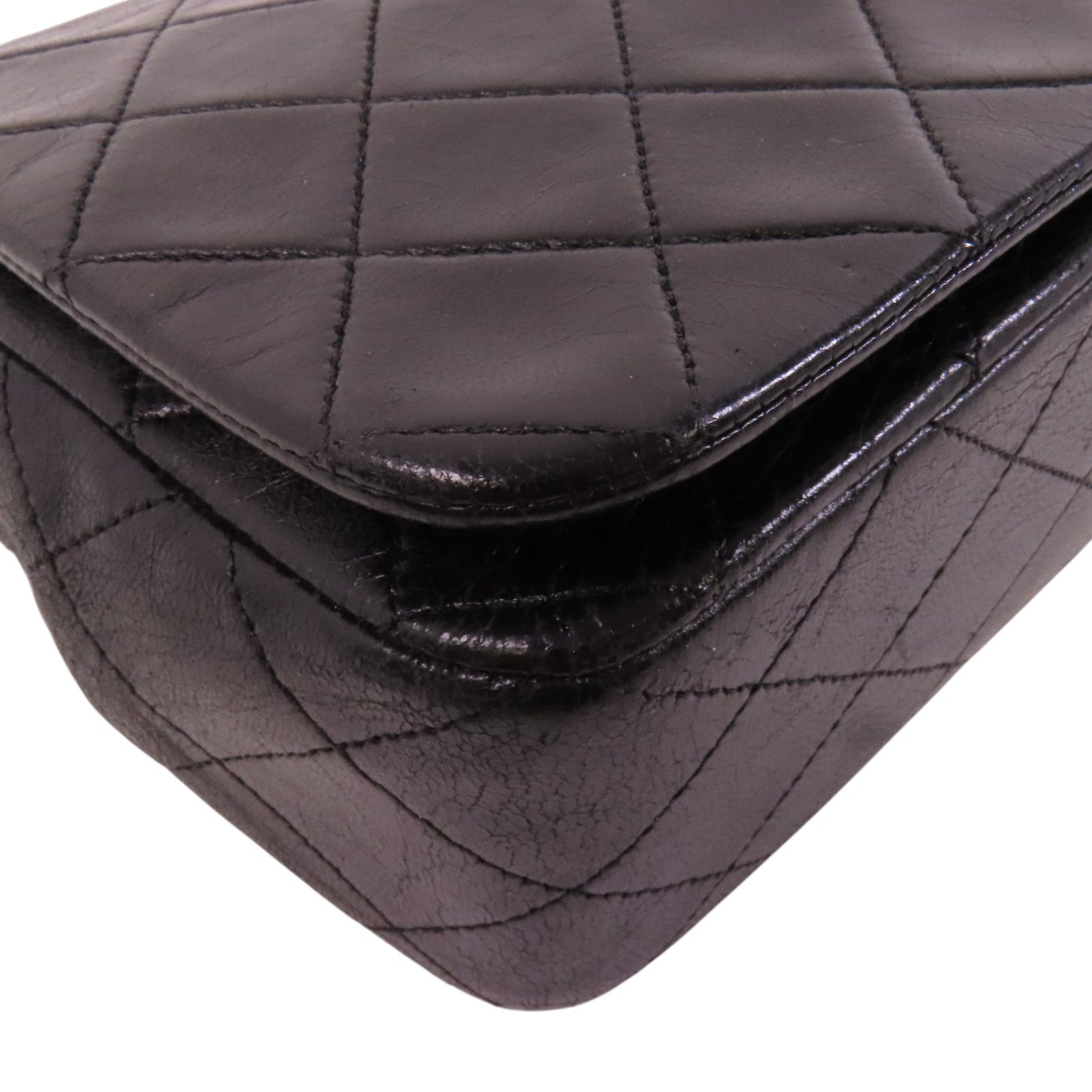 CHANEL 羊皮皮革Vintage Chain Shoulder金扣鏈帶肩背袋