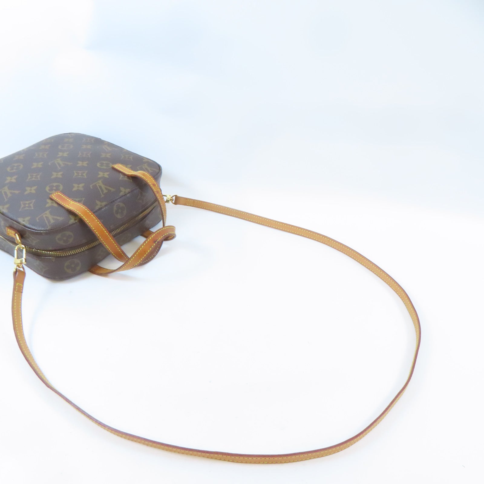 LOUIS VUITTON Monogram Spontini金扣手挽肩背兩用袋啡色