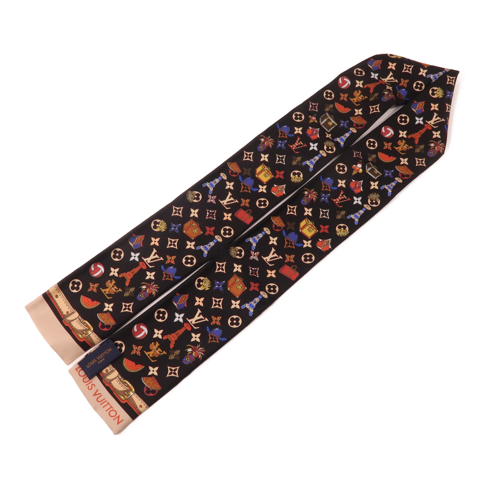 LOUIS VUITTON 絲質ScarfSummer Winter Bandeau Scarf 圍巾深藍色/彩色