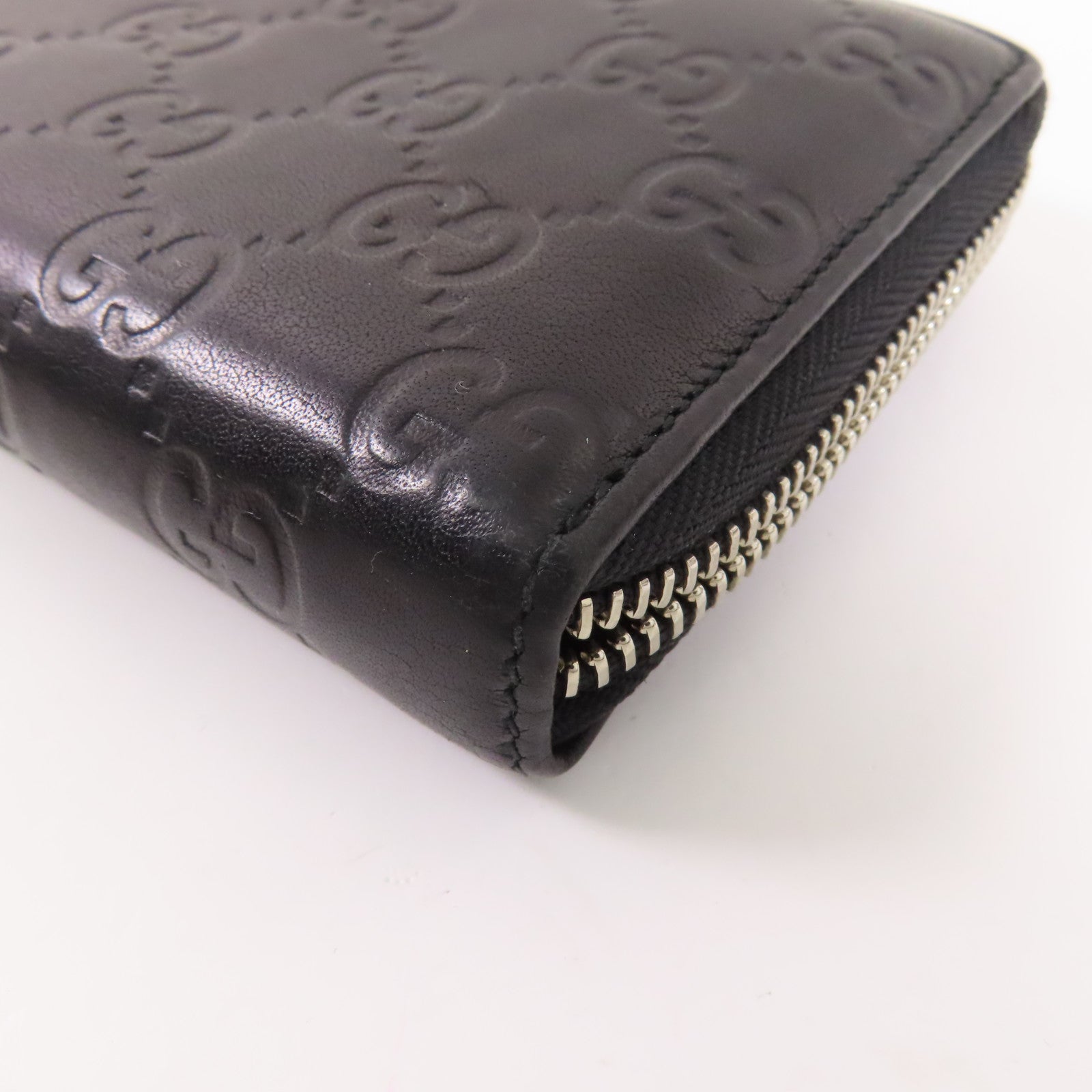 GUCCI GG SHW Zipper Long Wallet 233025 Calfskin Leather Black