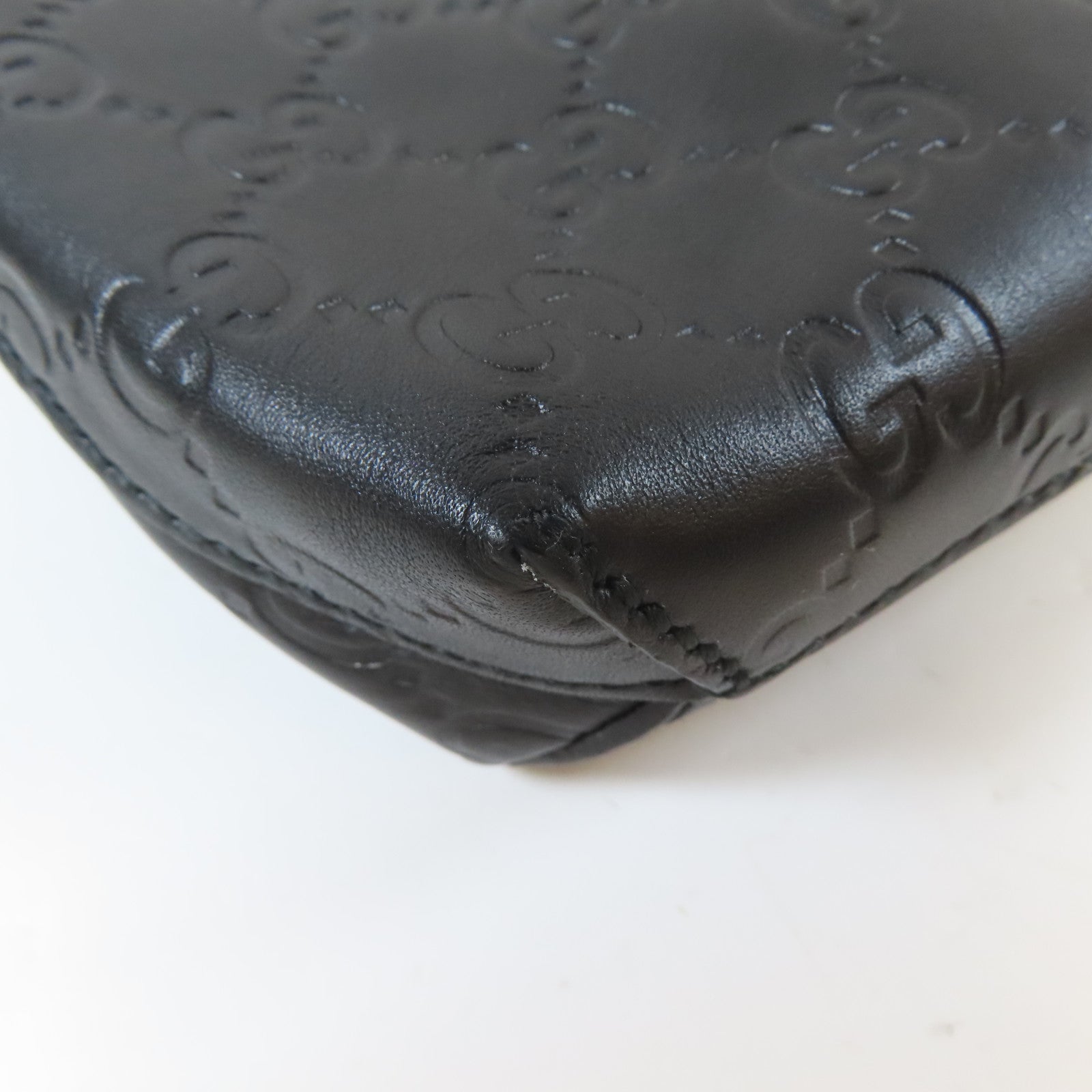 GUCCI 牛皮皮革Shoulder Bag銀扣肩背袋黑色