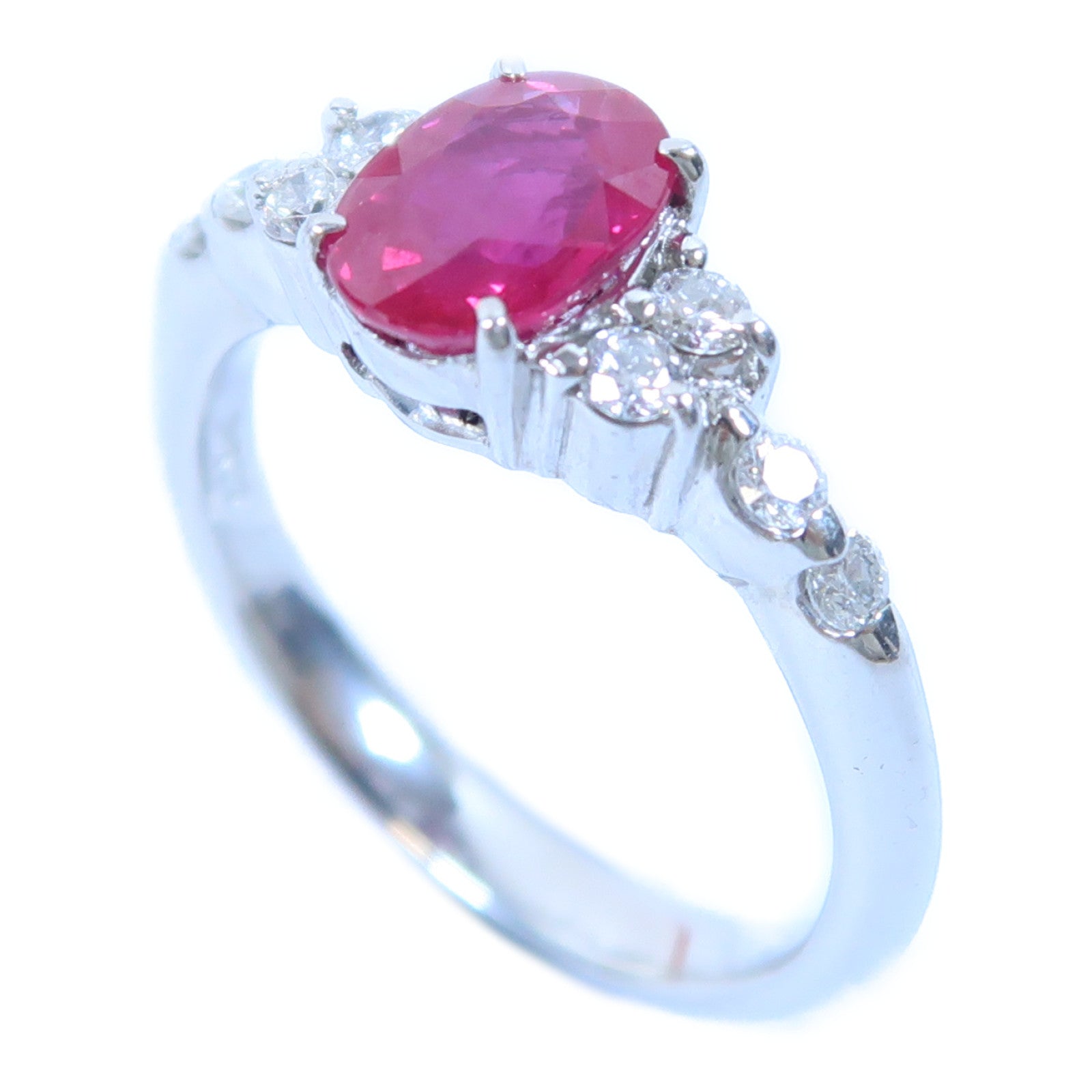 JEWELRY 【激減優惠】PT900鉑金Ruby Ring 1.41ct紅實石/0.24ct鑽石戒指US#6
