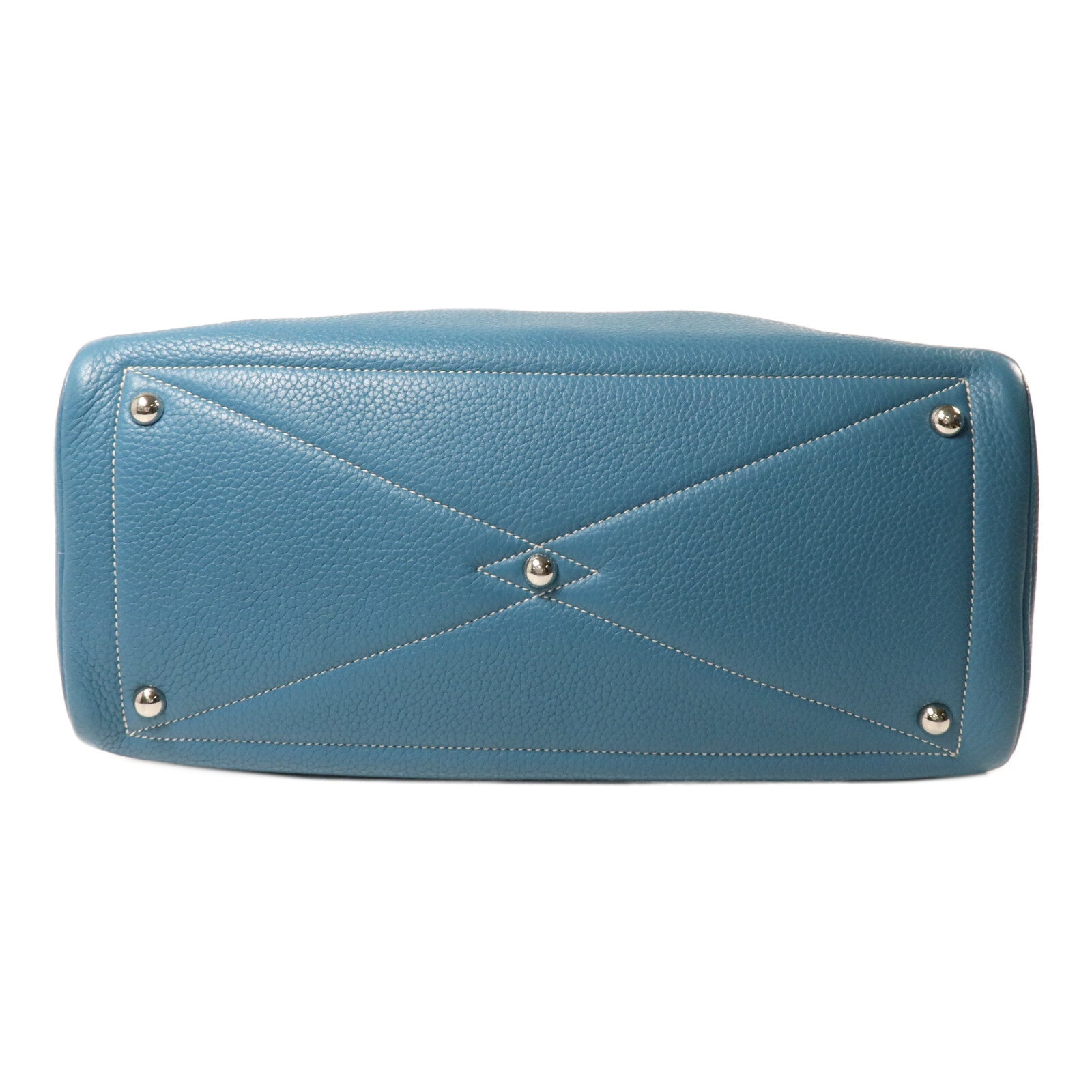 HERMES Clemence皮革Victoria 35手挽袋Bleu Jean