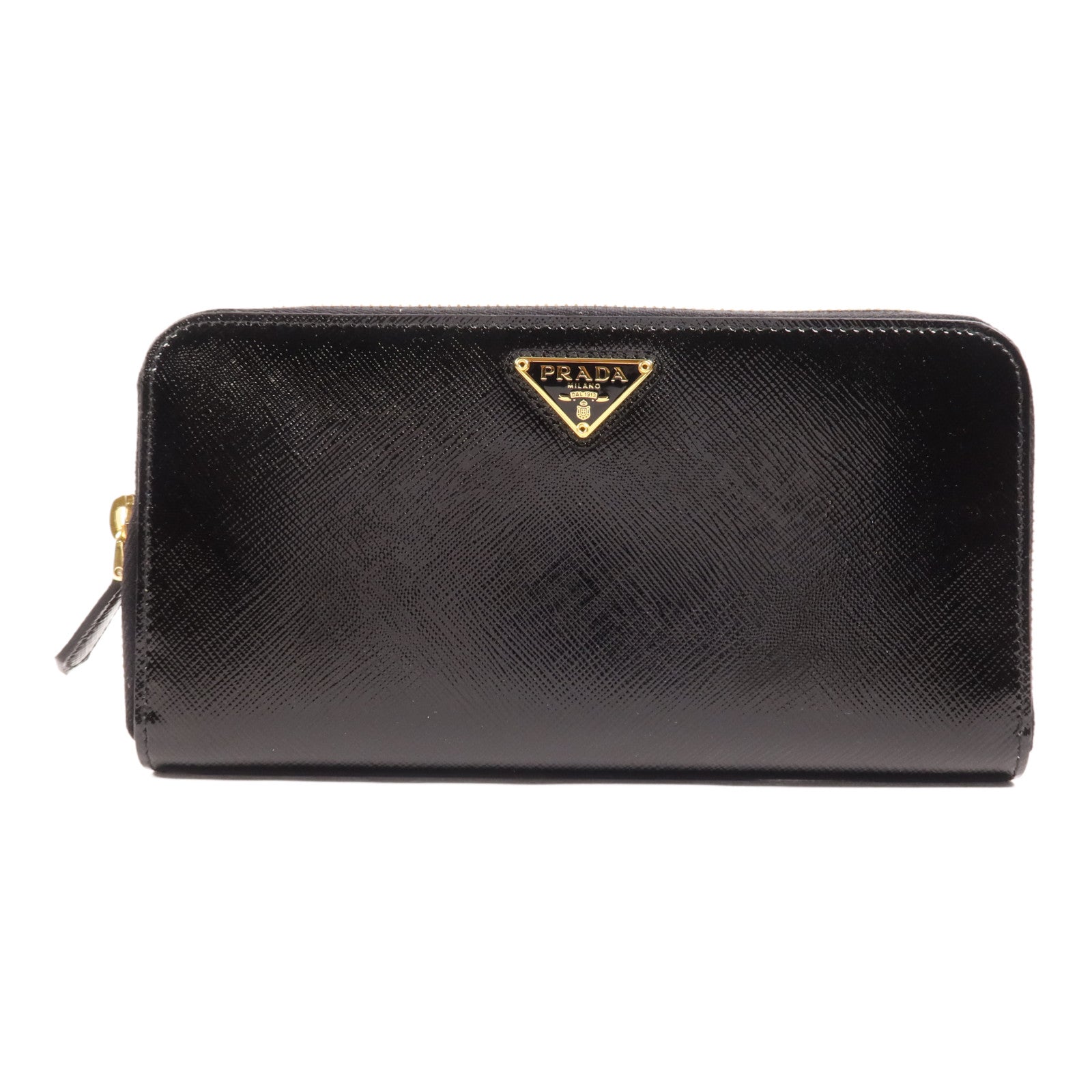 PRADA 漆皮皮革Long Wallet金扣長錢包