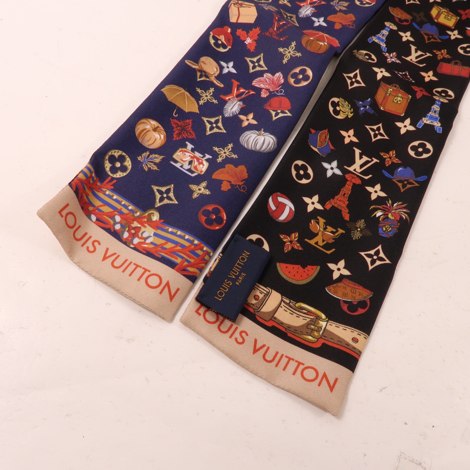 LOUIS VUITTON 絲質ScarfSummer Winter Bandeau Scarf 圍巾深藍色/彩色