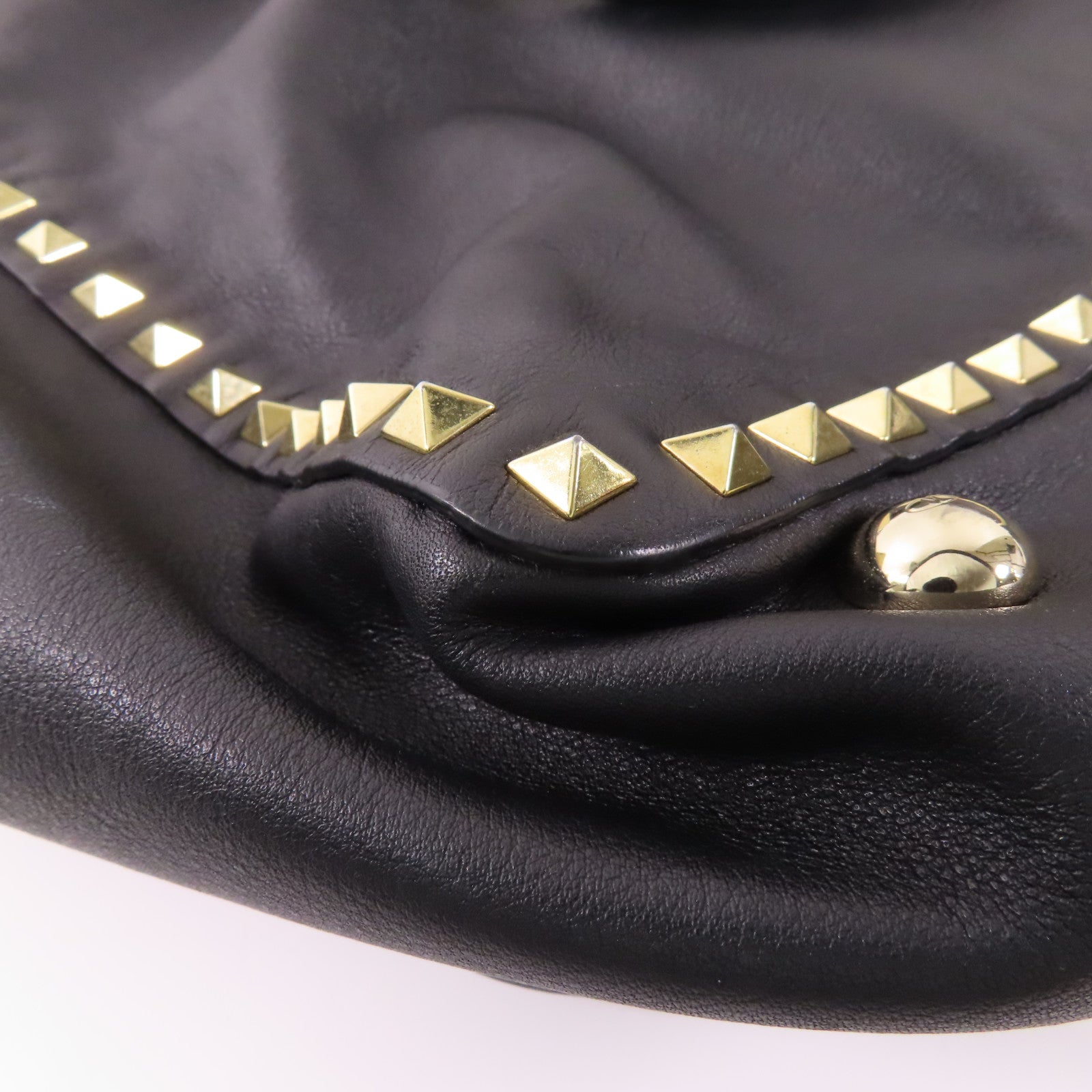 VALENTINO GHW 2 Way Shoulder Bag Calfskin Leather Black