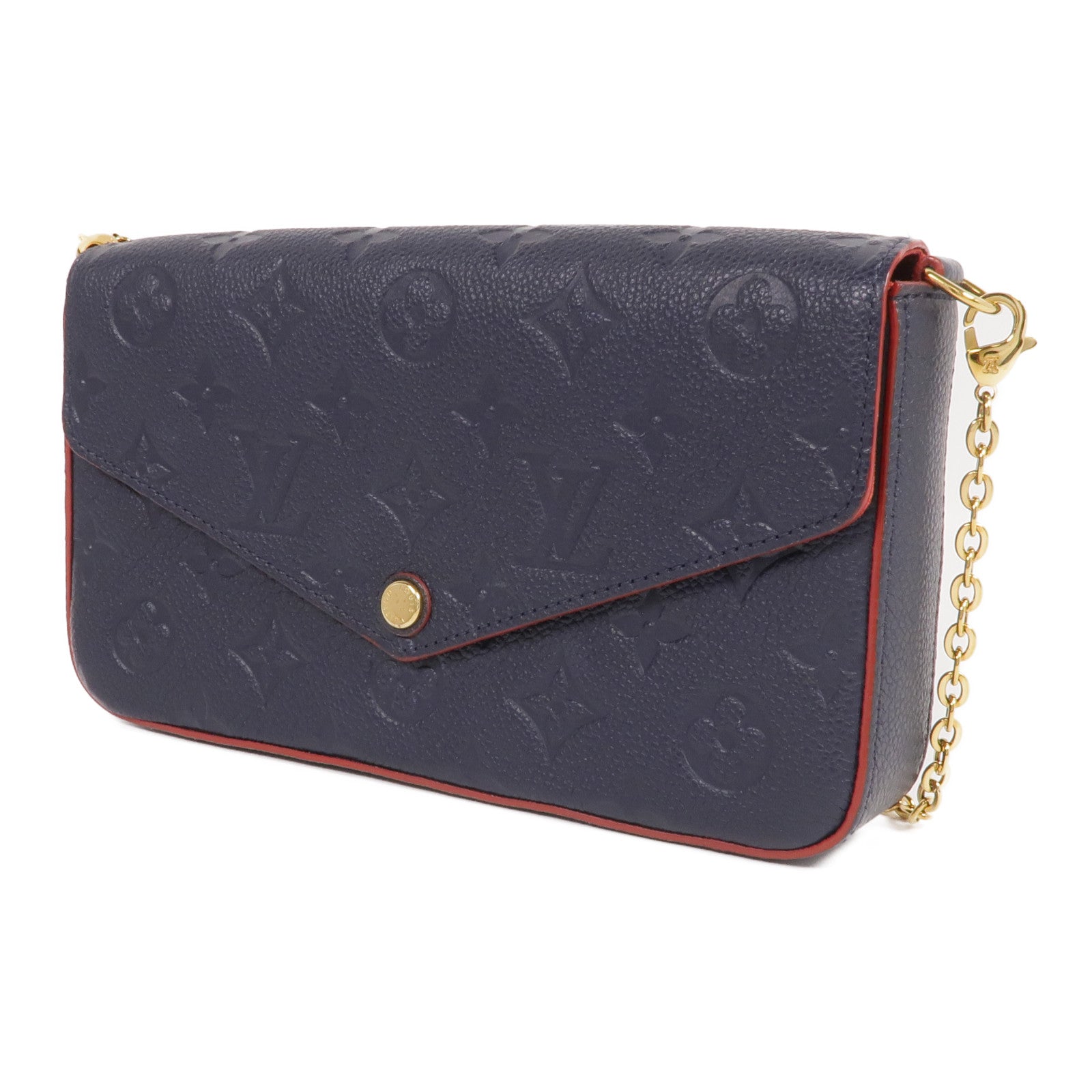 LOUIS VUITTON Monogram Empreinte Felicie Pochette金扣鏈帶肩背袋