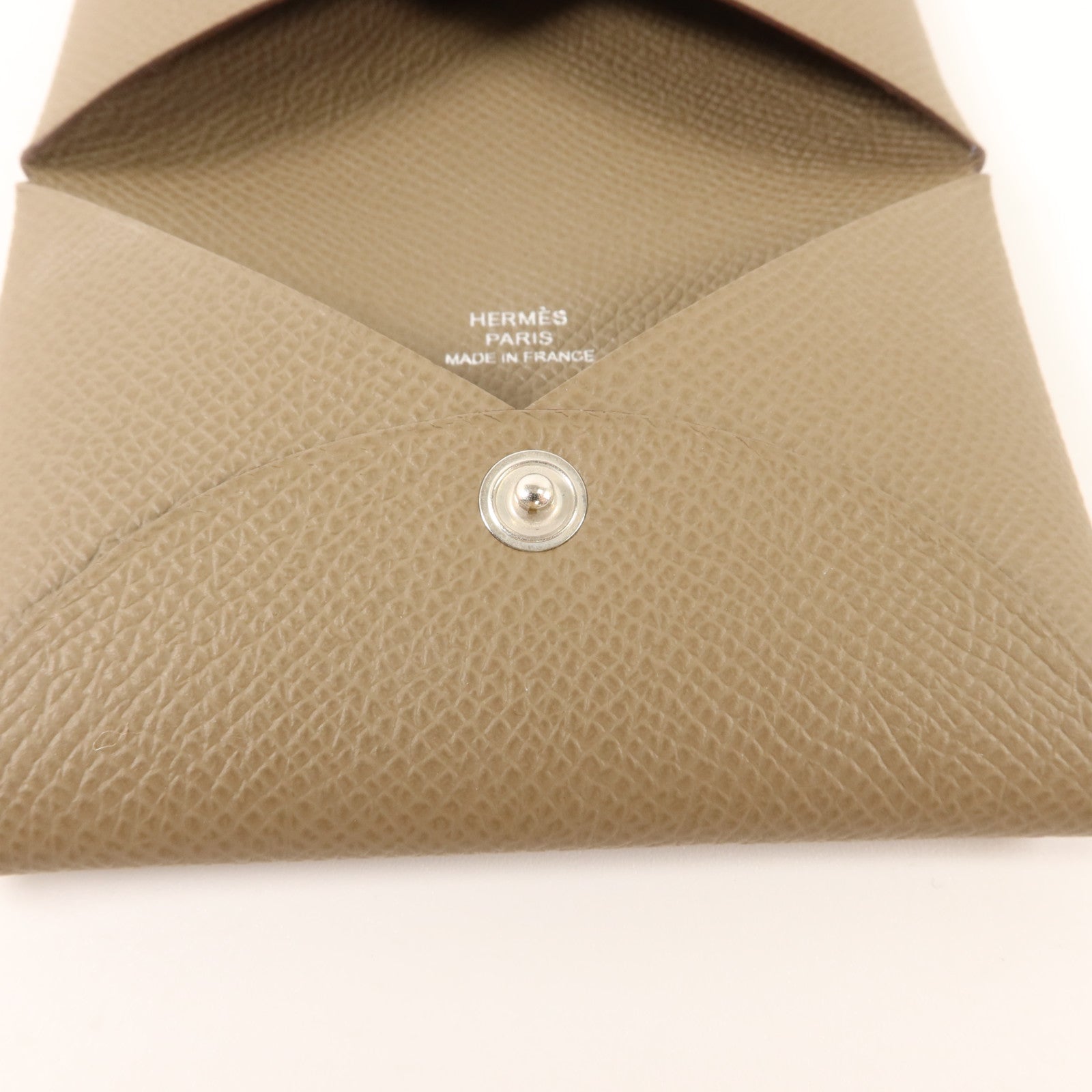HERMES Epsom皮革Calvi Card Case卡片套Etoupe