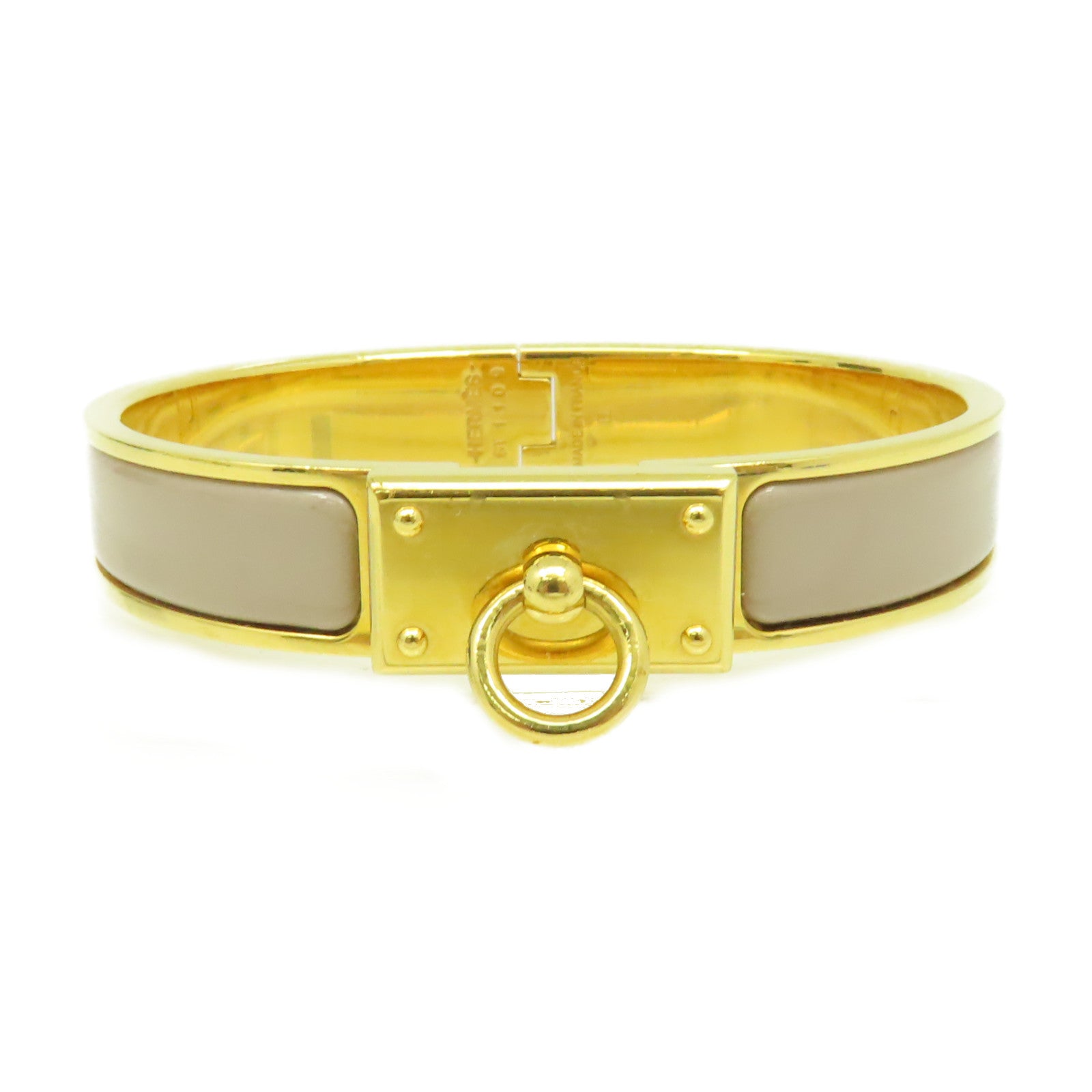 HERMES 【激減優惠】金屬/琺瑯Clic Anneau Bracelet金扣手鐲金色/灰色