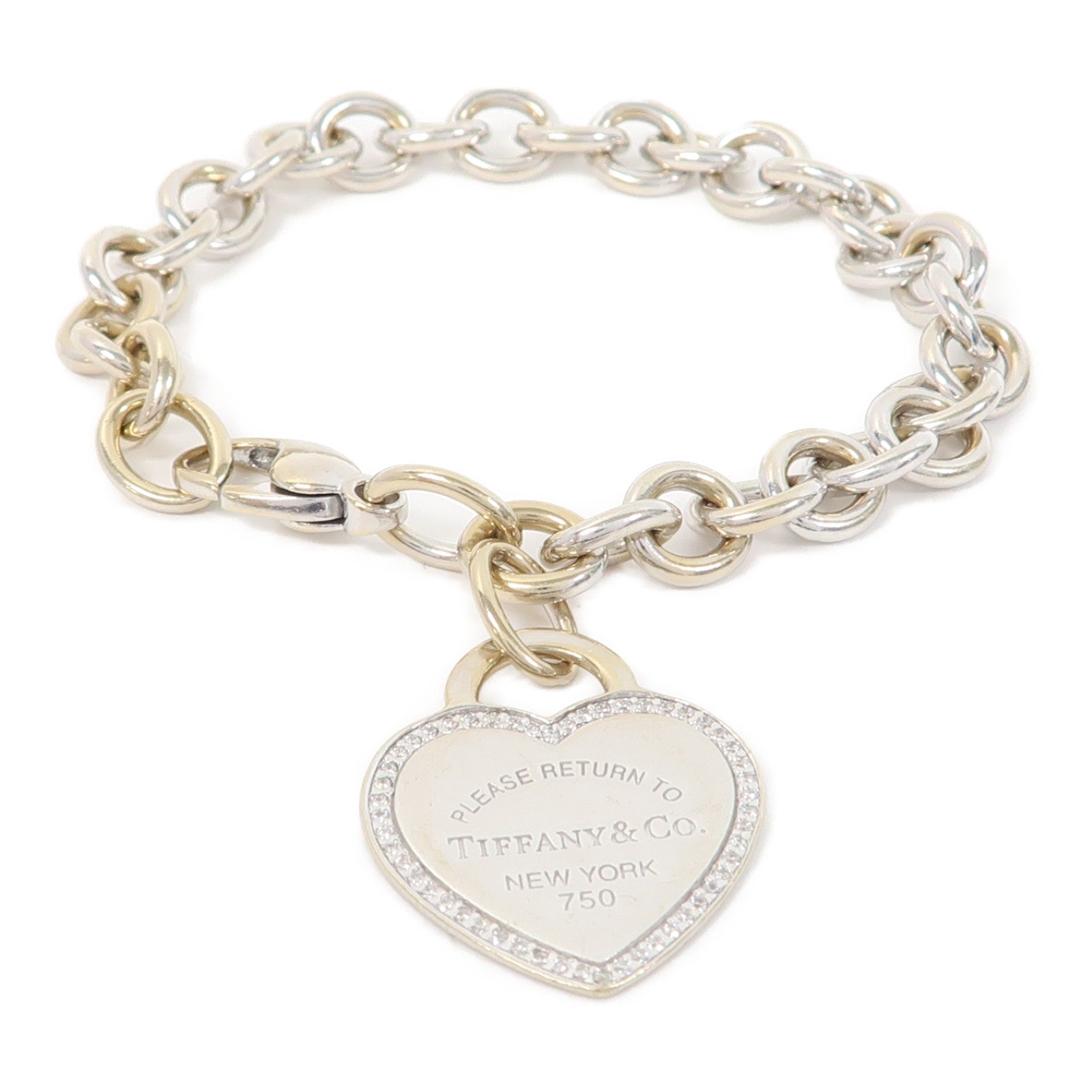 TIFFANY＆CO 18K白金Please Return To Bracelet Diamond手鏈