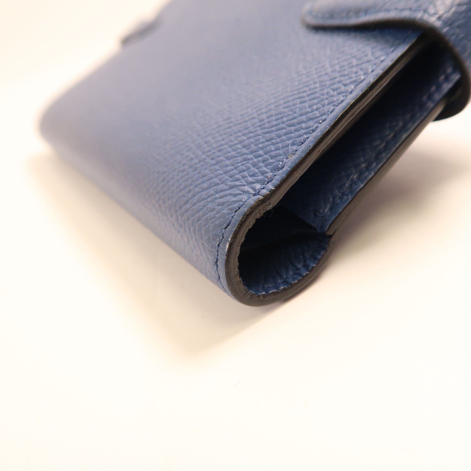 HERMES 【激減優惠】Epsom皮革Kelly Short Wallet金扣錢包Bleu Paon孔雀藍色