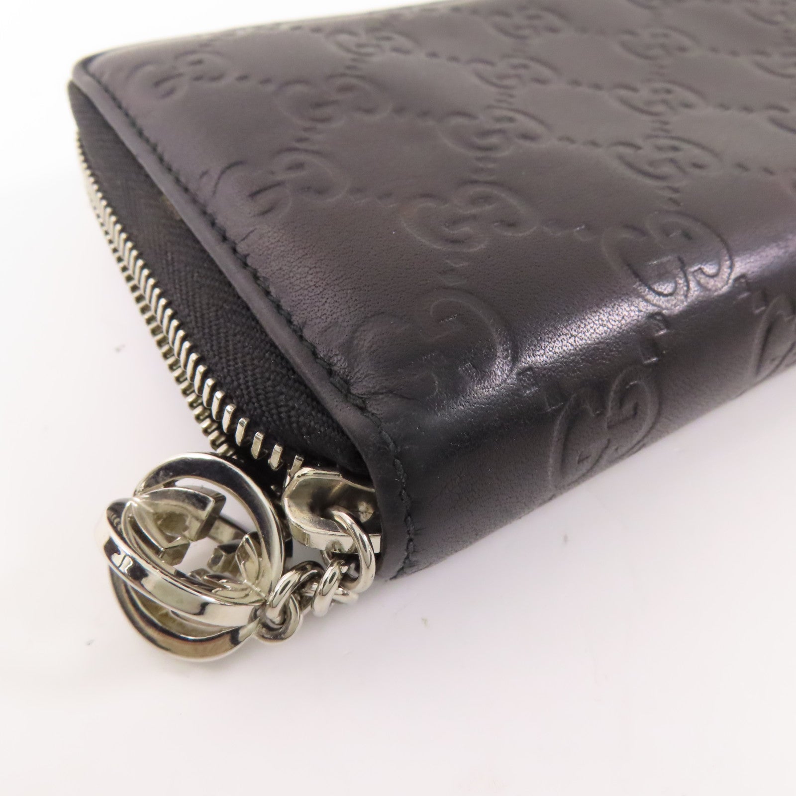 GUCCI GG SHW Zipper Long Wallet 233025 Calfskin Leather Black