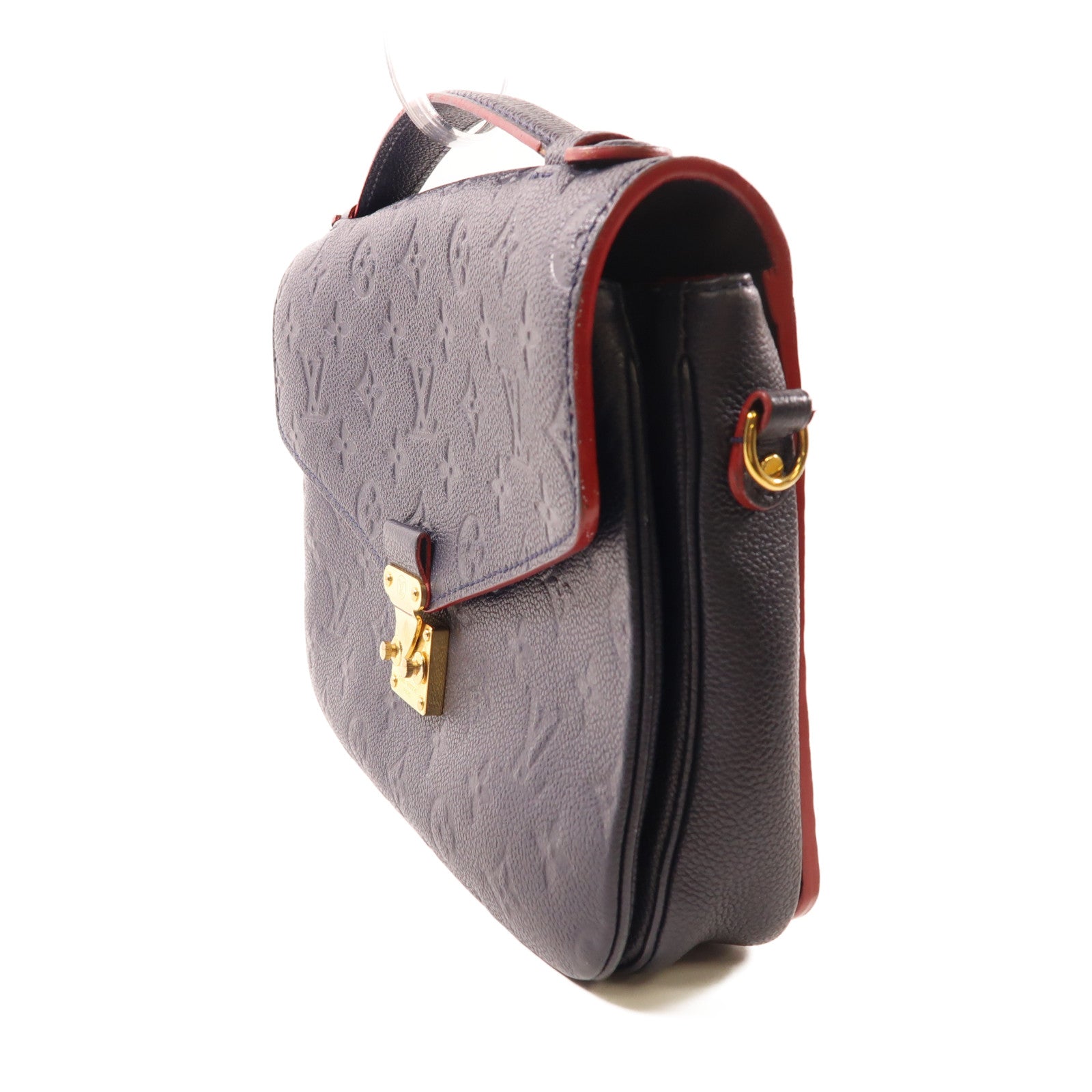 LOUIS VUITTON Monogram Empreinte Pochette Metis金扣手挽肩背兩用袋深藍色