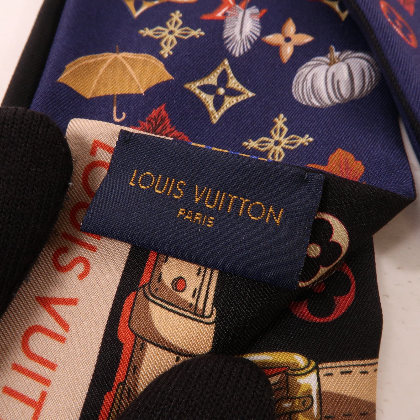 LOUIS VUITTON 絲質ScarfSummer Winter Bandeau Scarf 圍巾深藍色/彩色