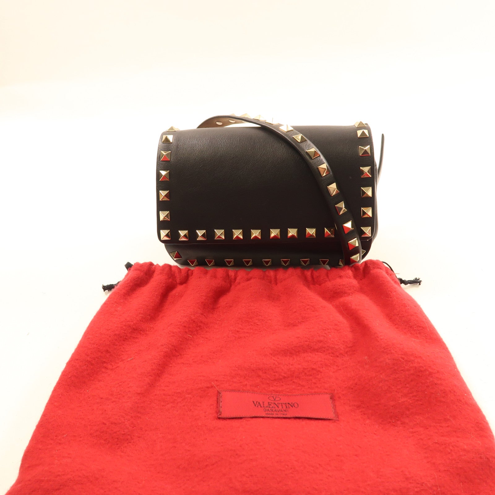 Valentino GHW Waist Bag Calfskin Leather Black