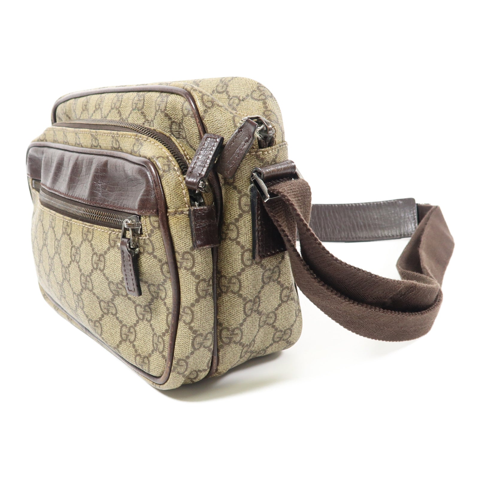 GUCCI GG SHW Shoulder Bag 114531 Coated Canvas Brown