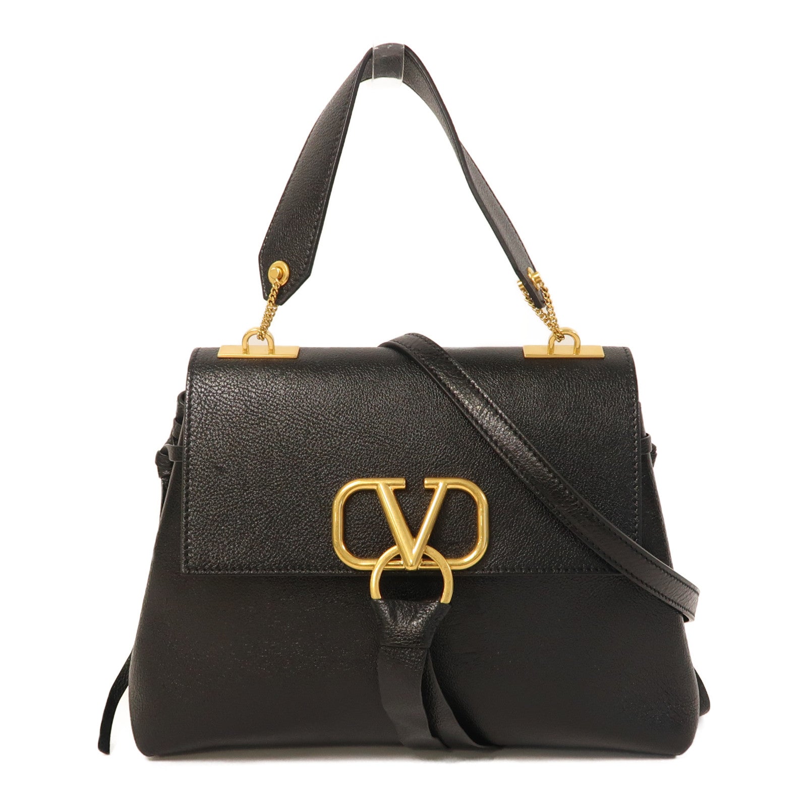 Valentino 牛皮皮革2way Shoulder Bag金扣手挽肩背兩用袋黑色
