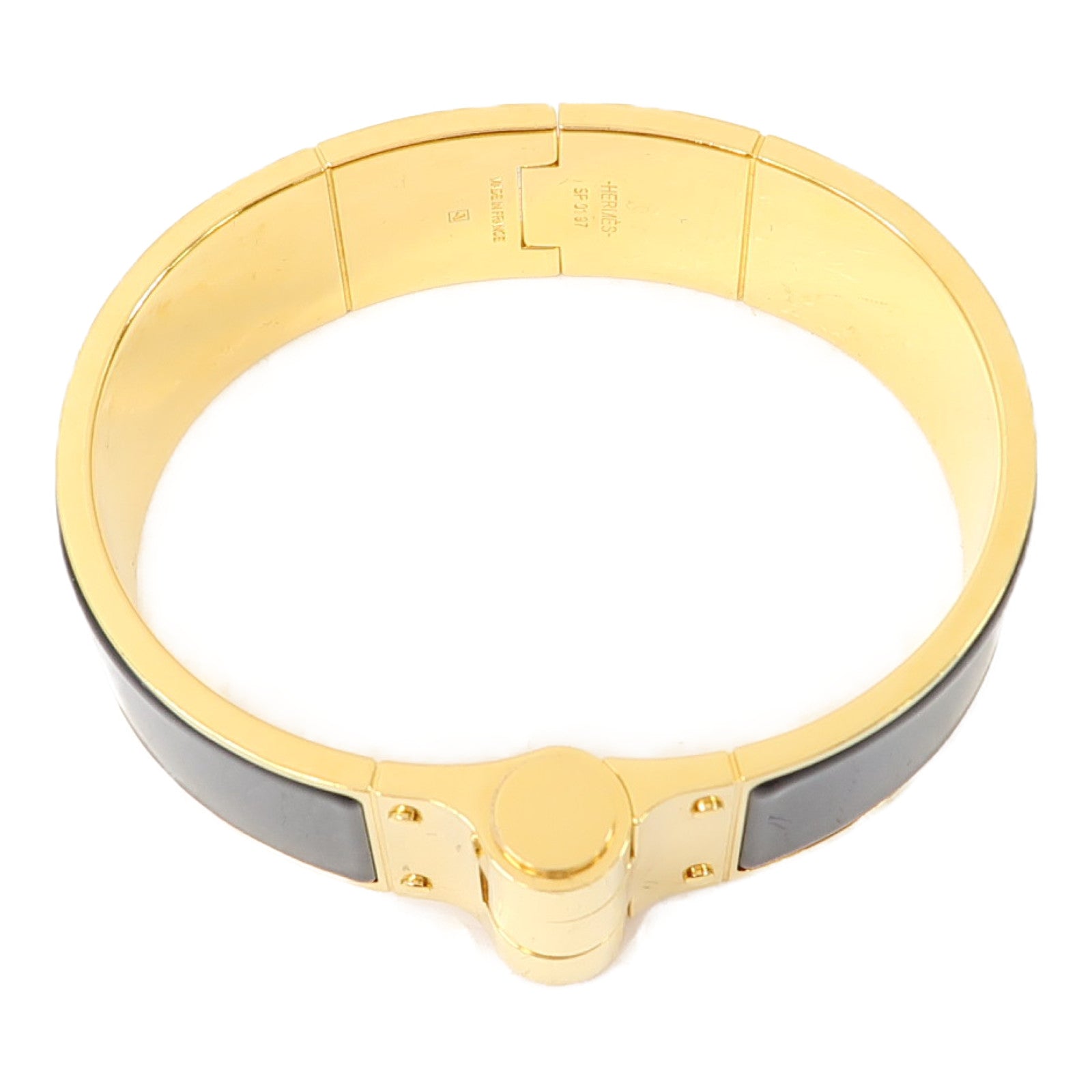HERMES 【激減優惠】金屬Charniere Narrow Bangle手鐲黑色