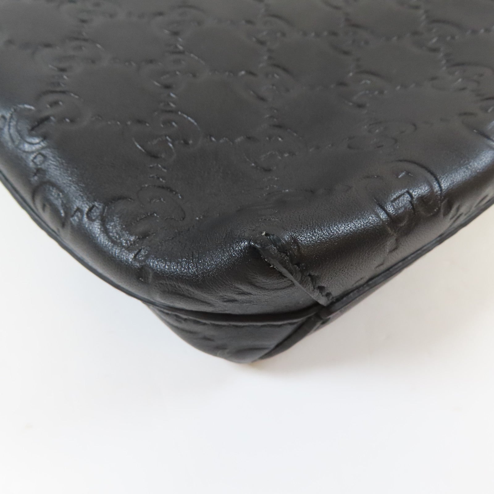 GUCCI 牛皮皮革Shoulder Bag銀扣肩背袋黑色