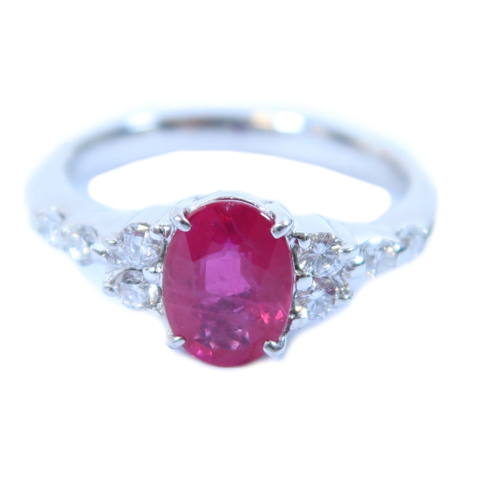 JEWELRY 【激減優惠】PT900鉑金Ruby Ring 1.41ct紅實石/0.24ct鑽石戒指US#6