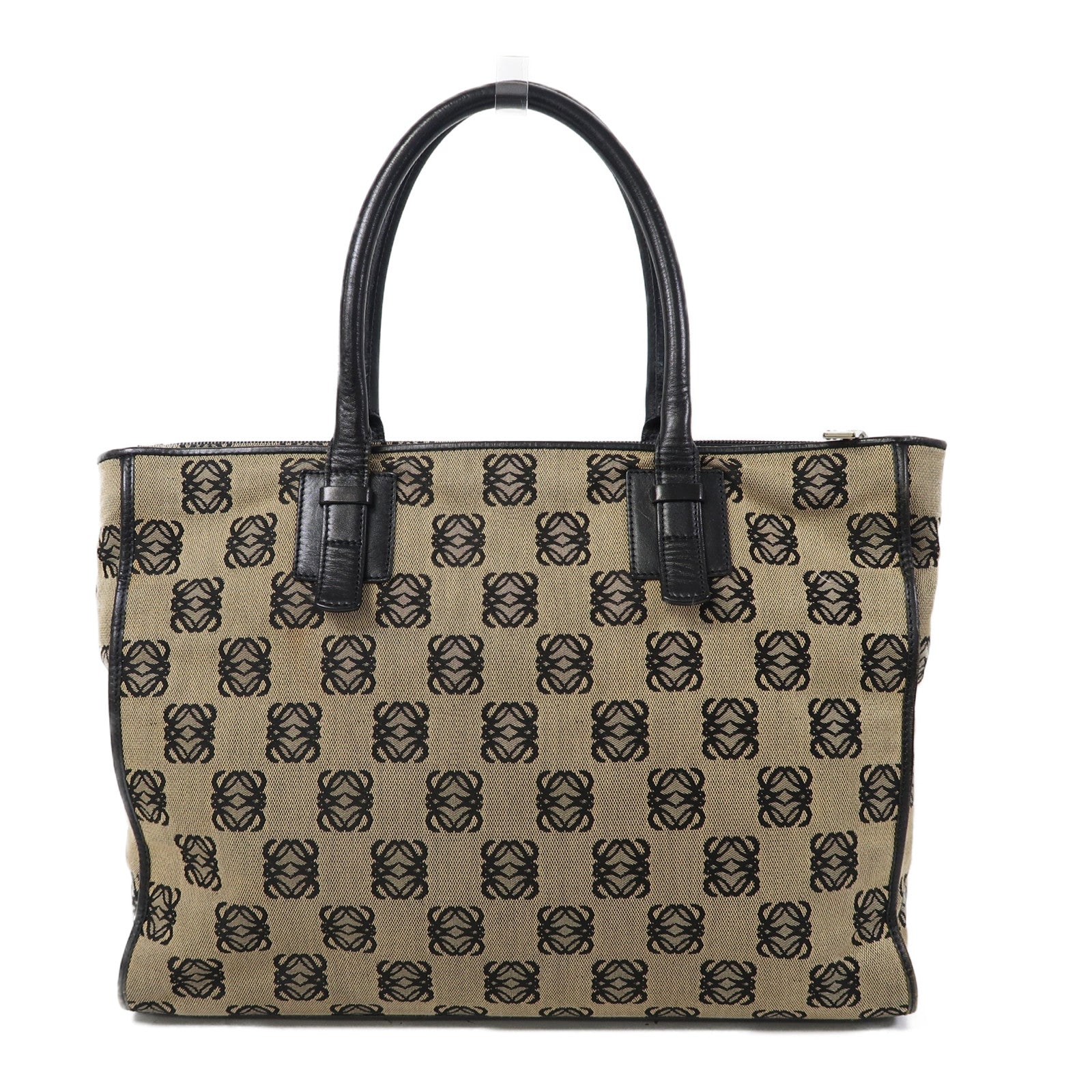 LOEWE 帆布Hand Bag銀扣手挽袋啡色