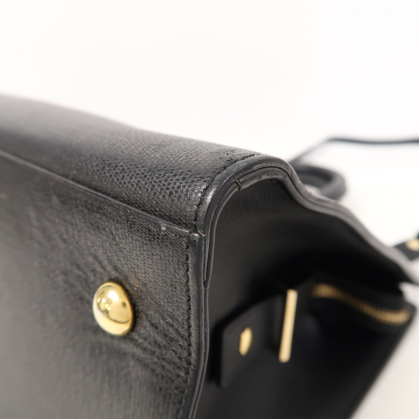 YVES SAINT LAURENT 牛皮皮革2 Way Shoulder金扣手挽肩背兩用袋黑色