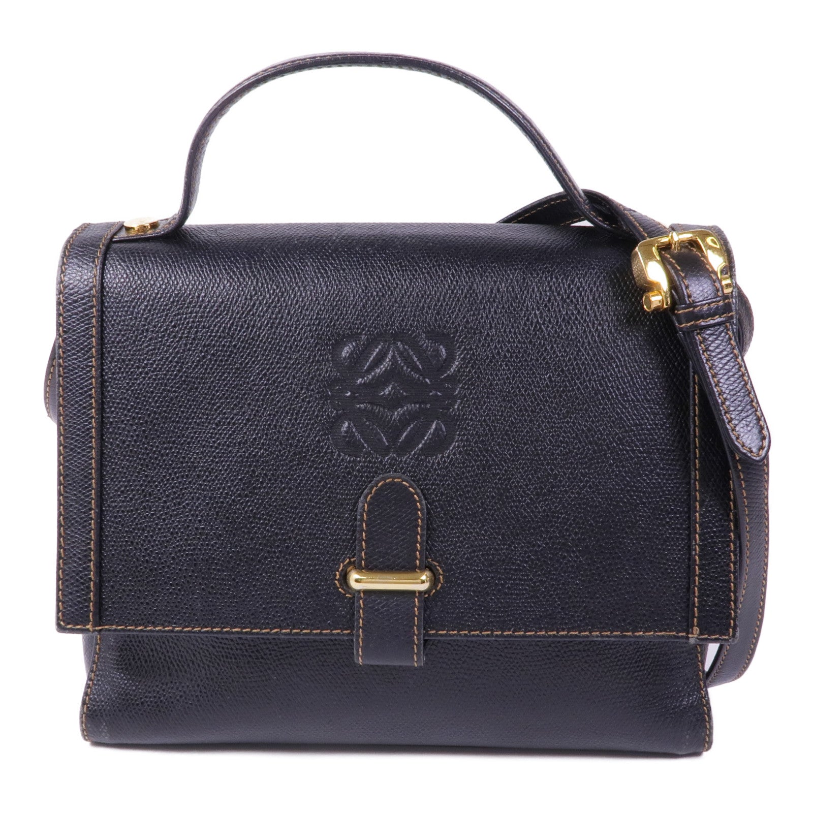 LOEWE 牛皮皮革2way Shoulder Bag金扣手挽肩背兩用袋