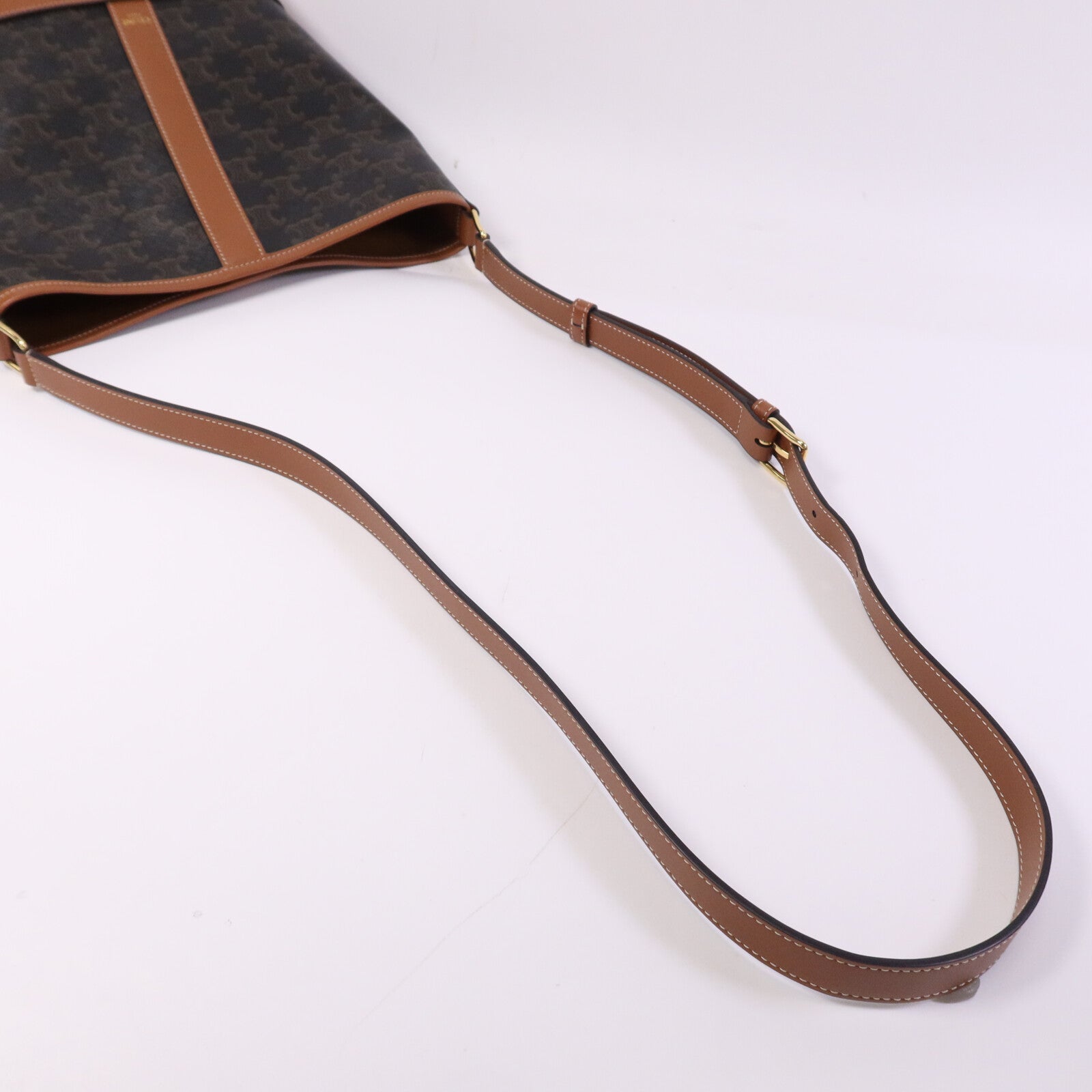 CELINE 塗層帆布Triomphe Bucket Small金扣肩背袋